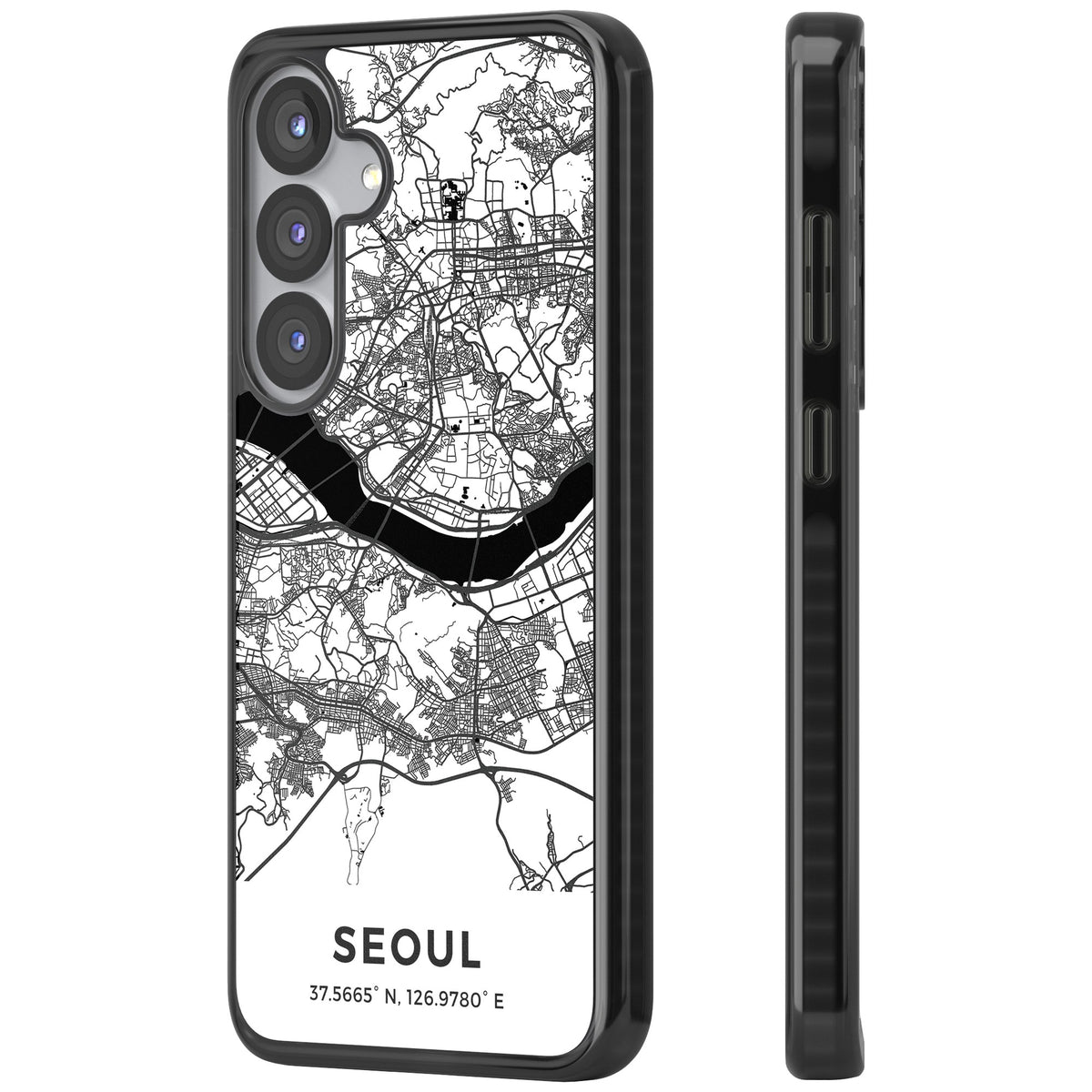 Seoul City Map Samsung S25 / Samsung S25 Plus / Samsung S26 / Samsung S26 Plus Impact Black Phone Case side