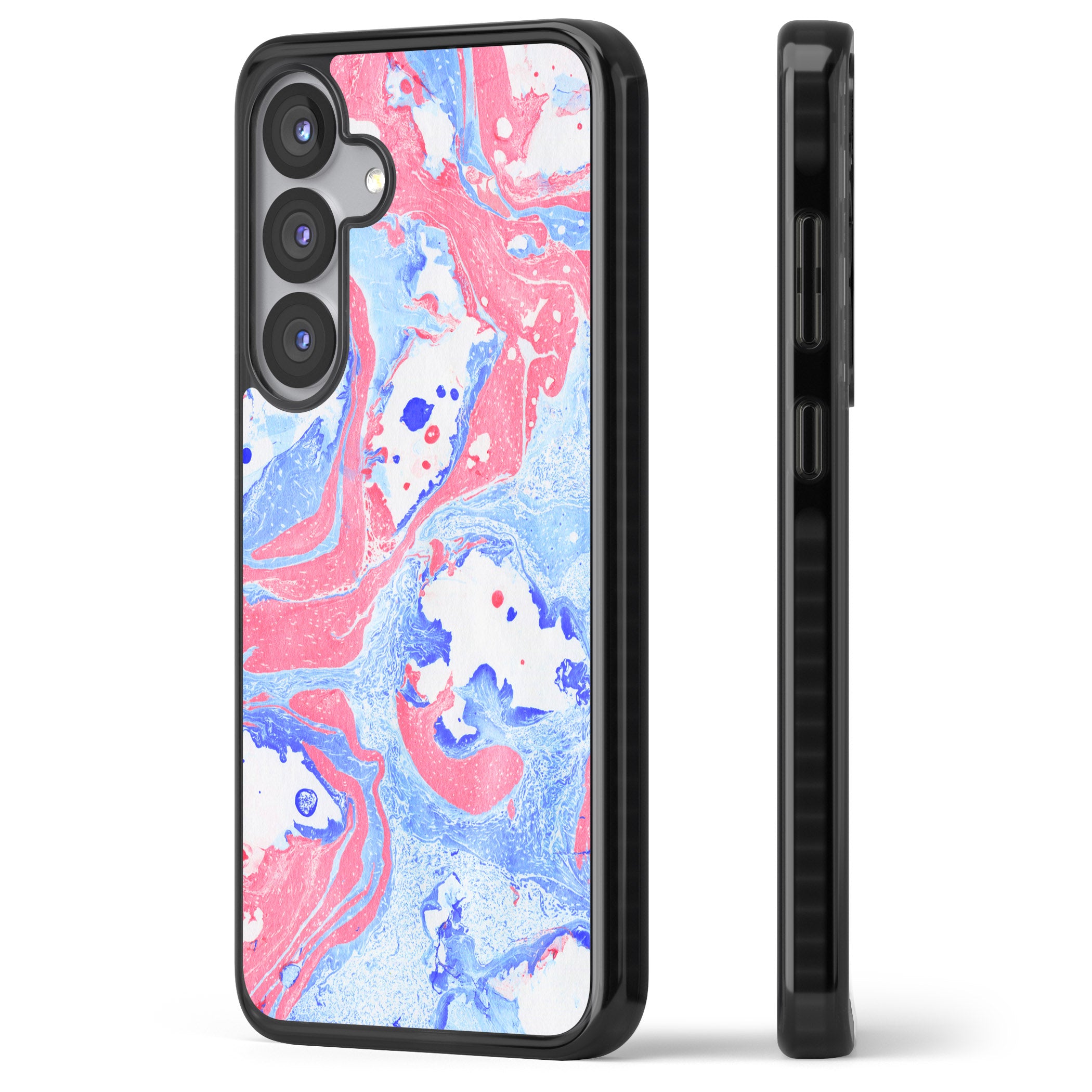 Pink, Blue & White Marbled Paper Pattern