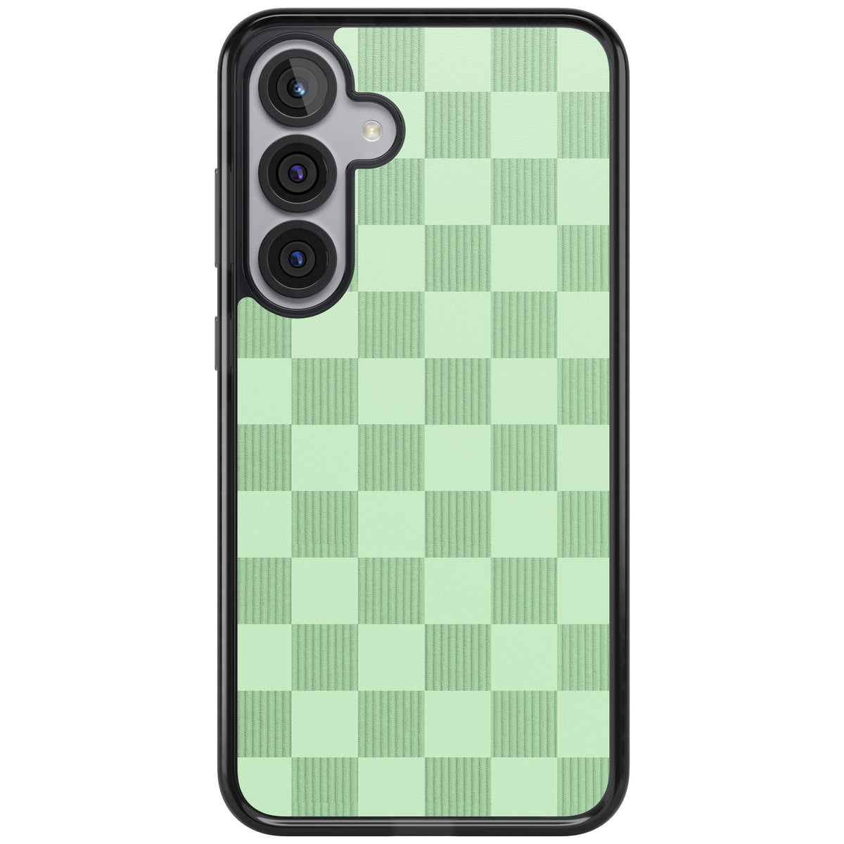 Seafoam Checkered Samsung S25 Plus / Samsung S26 / Samsung S26 Plus Impact Black Phone Case front