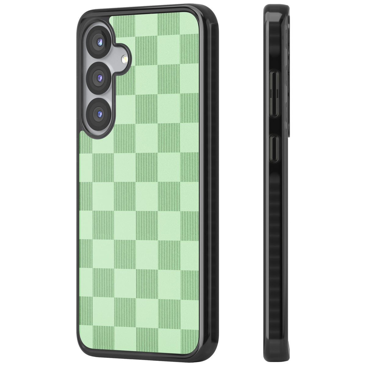 Seafoam Checkered Samsung S25 / Samsung S25 Plus / Samsung S26 / Samsung S26 Plus Impact Black Phone Case side