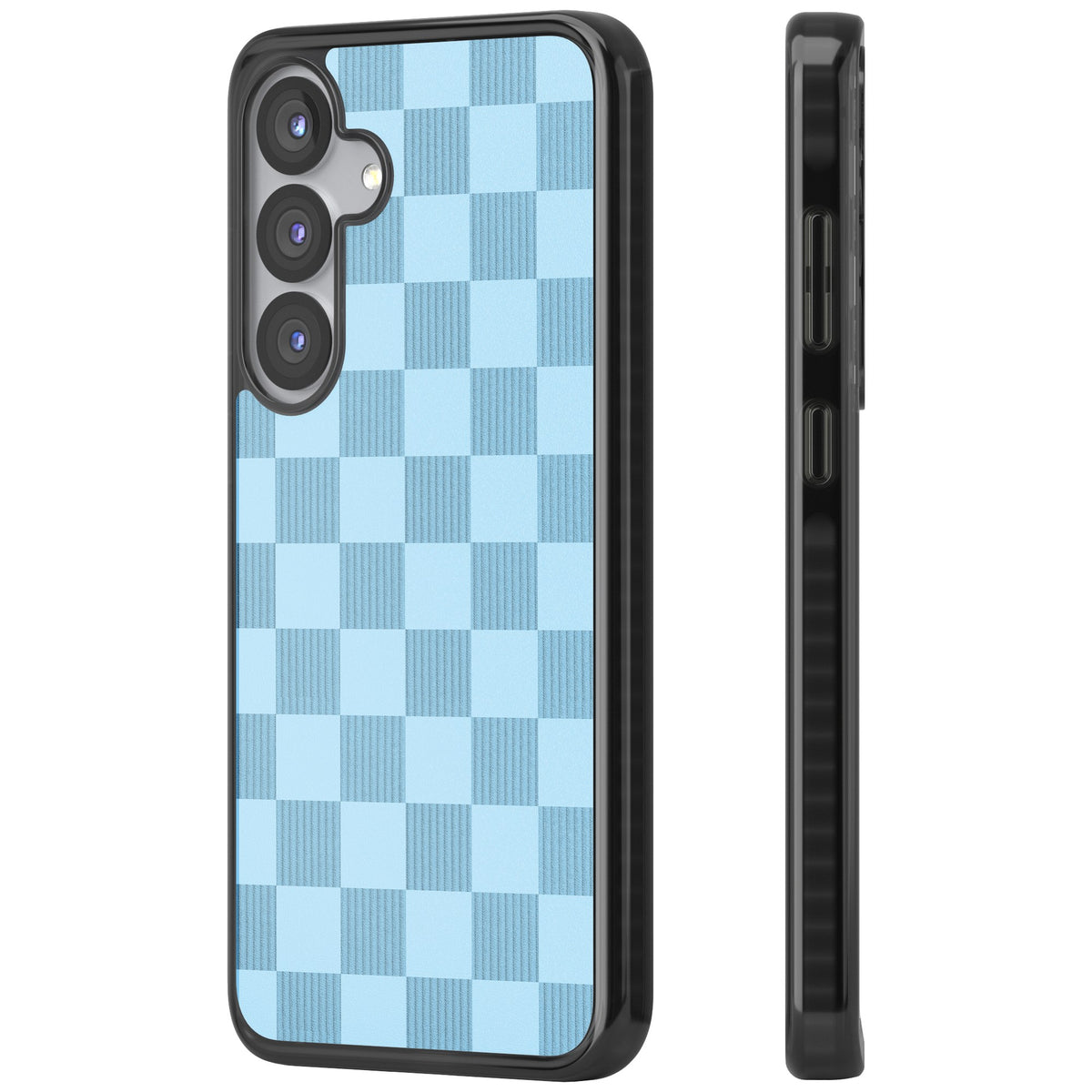 Skyblue Checkered Samsung S25 / Samsung S25 Plus / Samsung S26 / Samsung S26 Plus Impact Black Phone Case side
