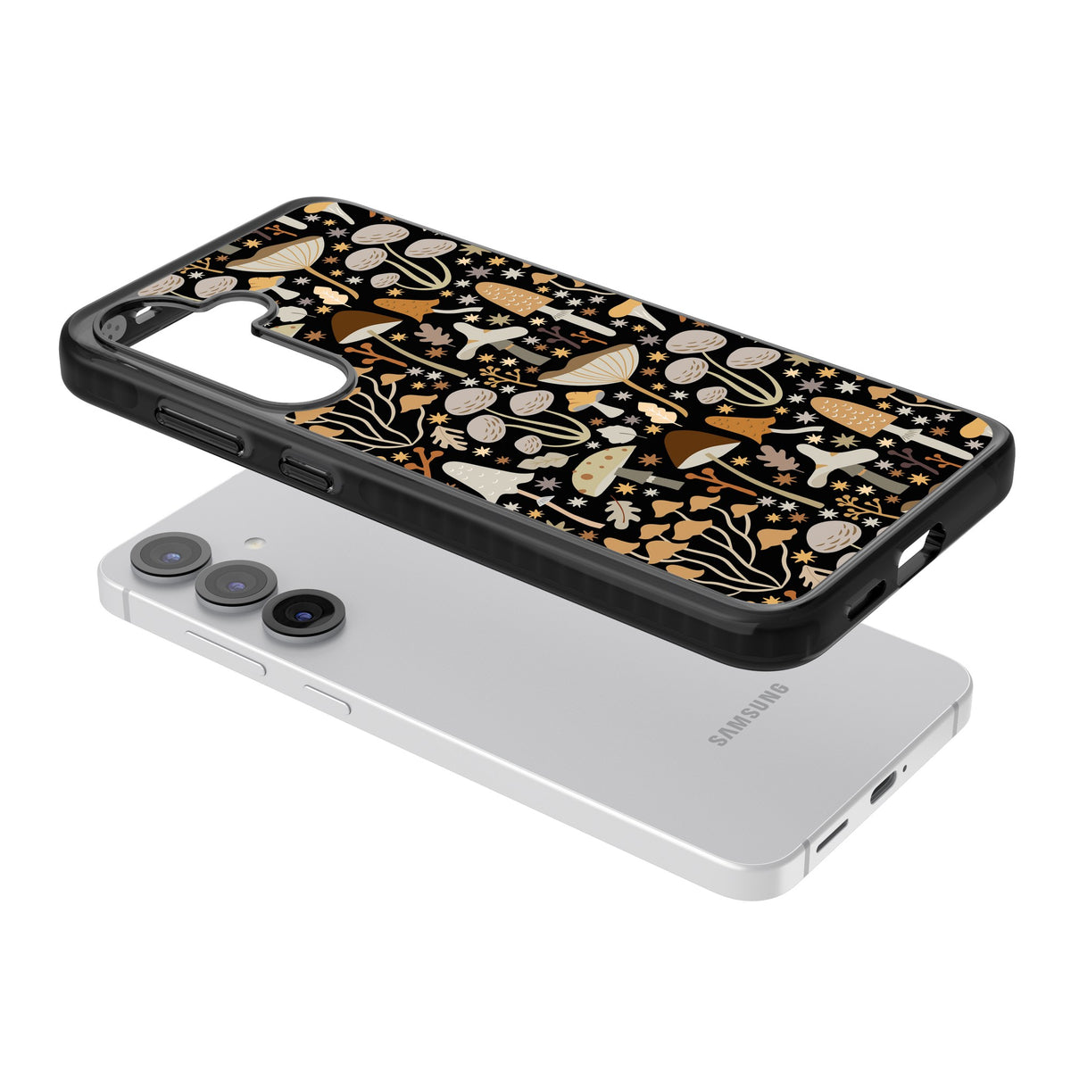 Mushroom Grove Samsung S25 / Samsung S25 Plus / Samsung S26 / Samsung S26 Plus Impact Black Phone Case angled