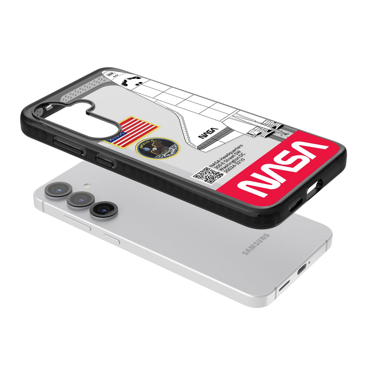 Nasa Apollo 11 Samsung S25 / Samsung S25 Plus / Samsung S26 / Samsung S26 Plus Impact Black Phone Case angled
