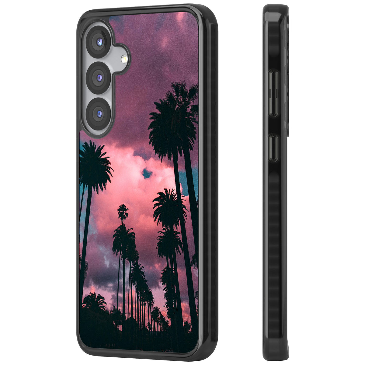 Sunset Palms Samsung S25 / Samsung S25 Plus / Samsung S26 / Samsung S26 Plus Impact Black Phone Case side