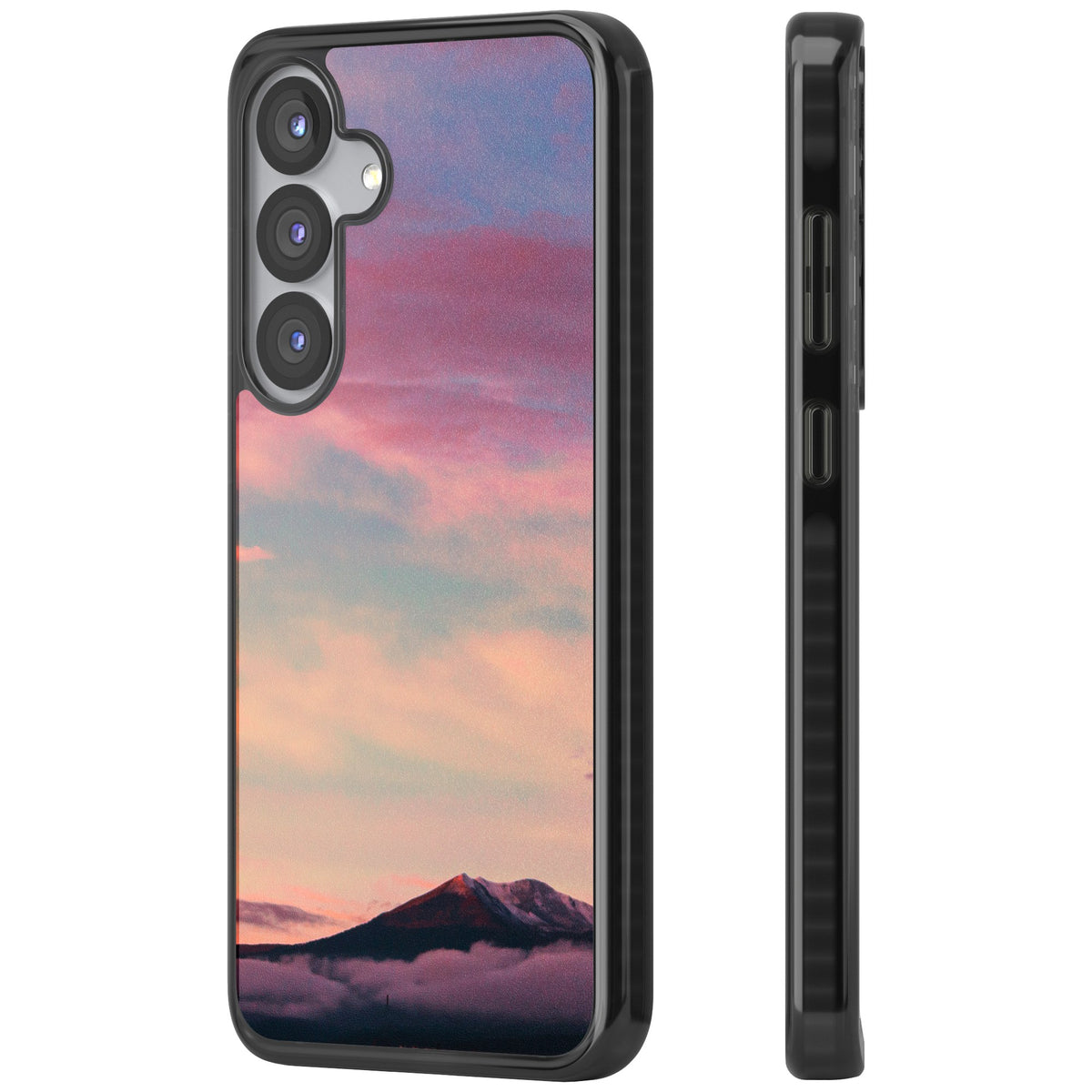 Pastel Mountain Sunset Samsung S25 / Samsung S25 Plus / Samsung S26 / Samsung S26 Plus Impact Black Phone Case side