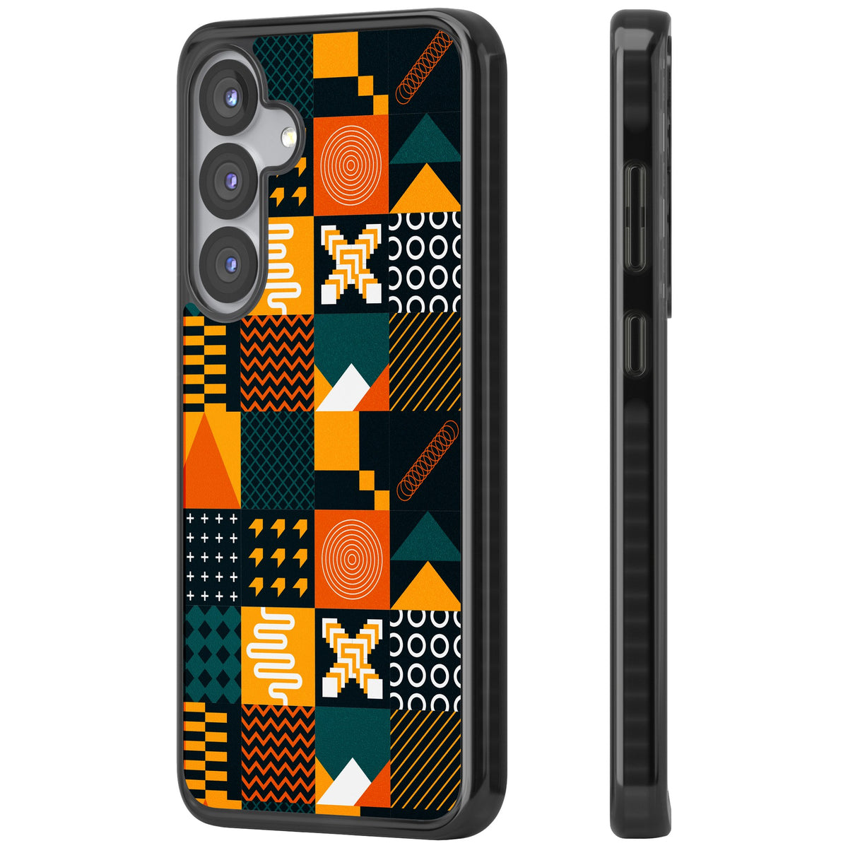 Amber Grid Samsung S25 / Samsung S25 Plus / Samsung S26 / Samsung S26 Plus Impact Black Phone Case side