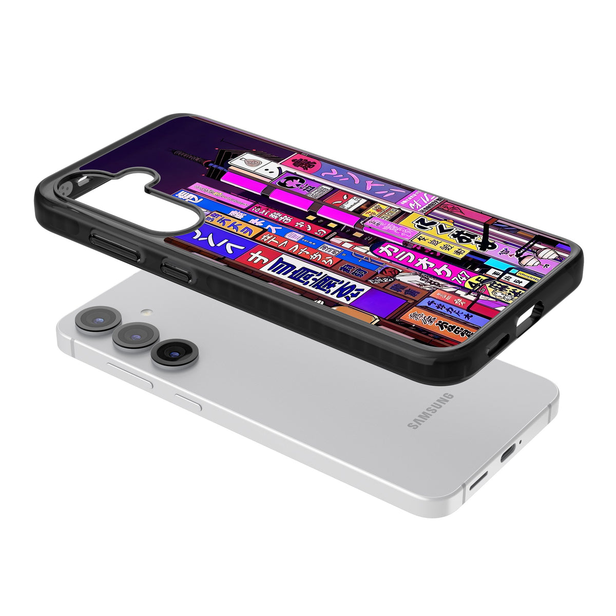 NEON NIGHT Samsung S25 / Samsung S25 Plus / Samsung S26 / Samsung S26 Plus Impact Black Phone Case angled