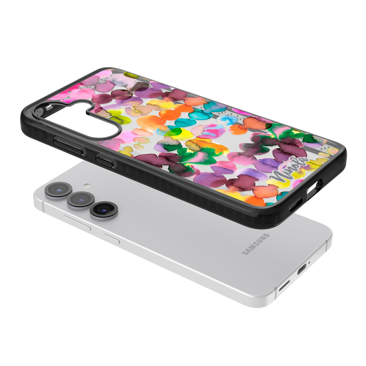 Ink Splash Hues Samsung S25 / Samsung S25 Plus / Samsung S26 / Samsung S26 Plus Impact Black Phone Case angled