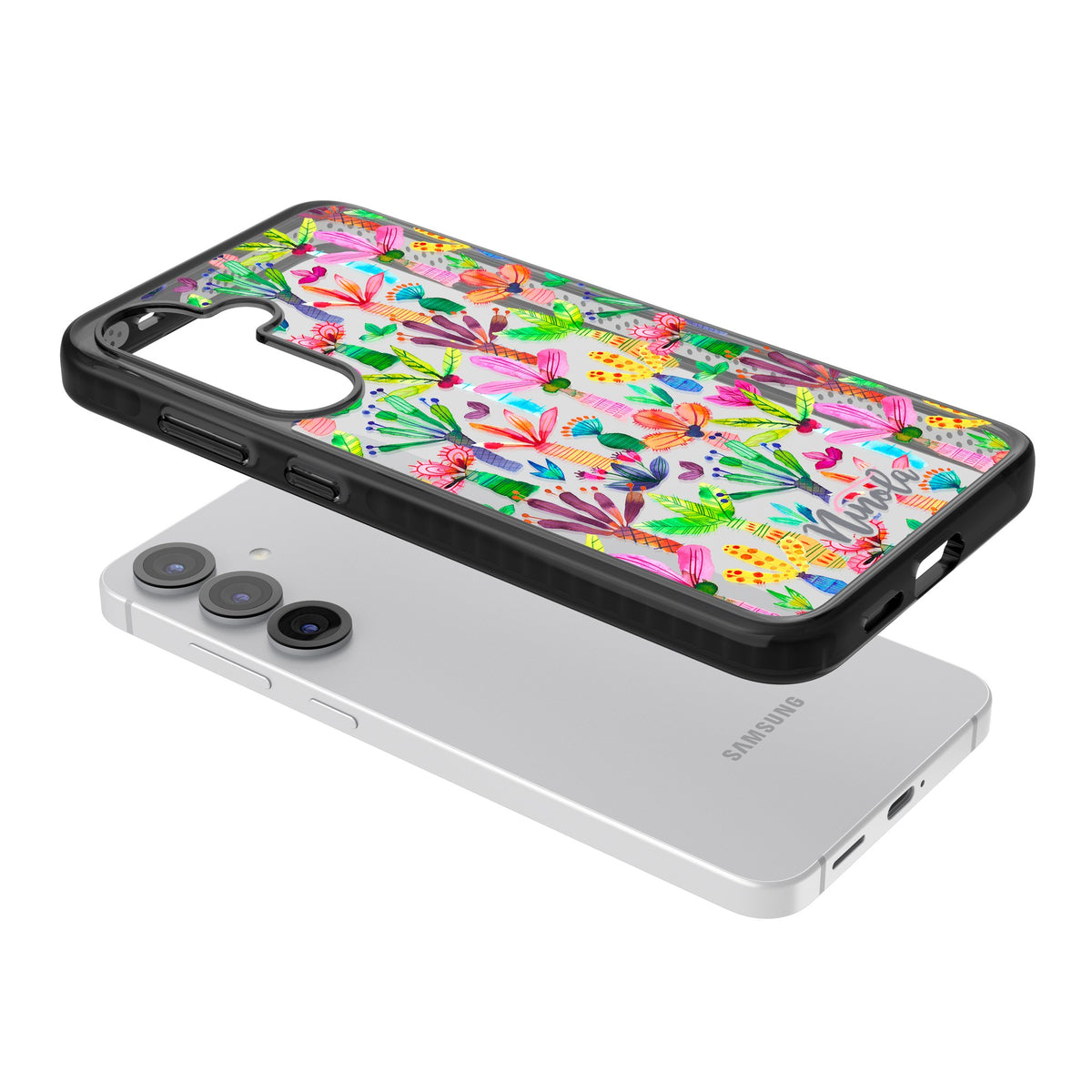 Tropical Botanical Samsung S25 / Samsung S25 Plus / Samsung S26 / Samsung S26 Plus Impact Black Phone Case angled