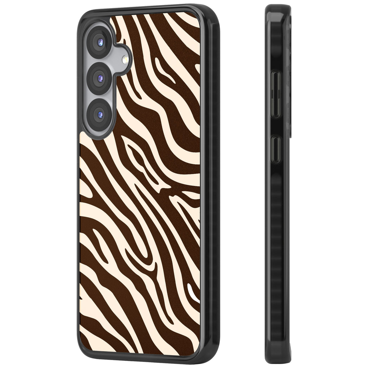 Mocha Zebra Samsung S25 / Samsung S25 Plus / Samsung S26 / Samsung S26 Plus Impact Black Phone Case side