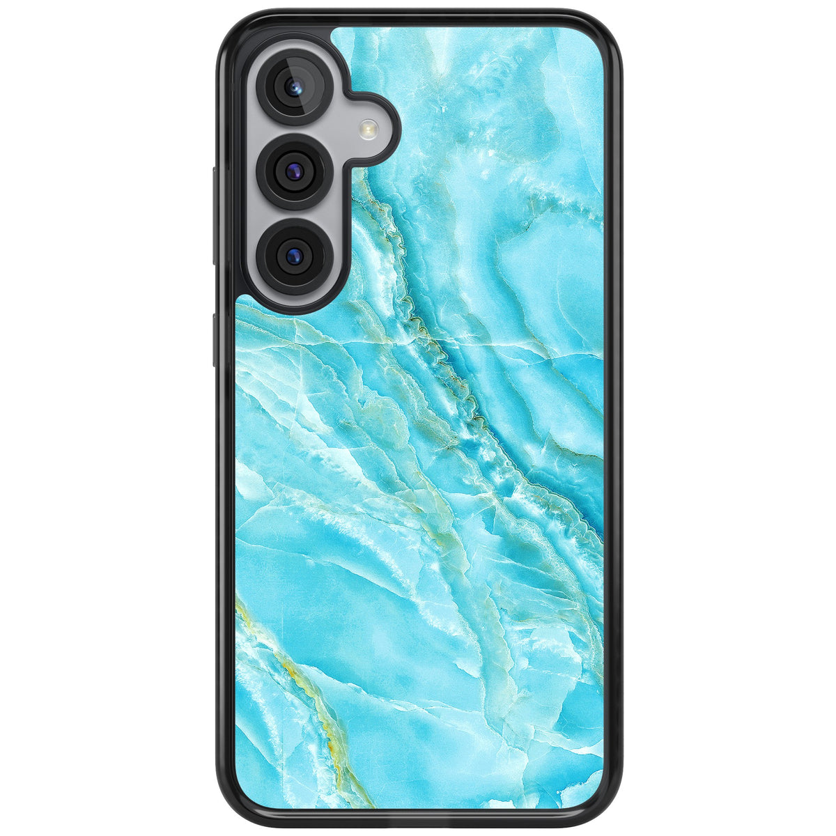 Blue Onyx Marble Samsung S25 Plus / Samsung S26 / Samsung S26 Plus Impact Black Phone Case front