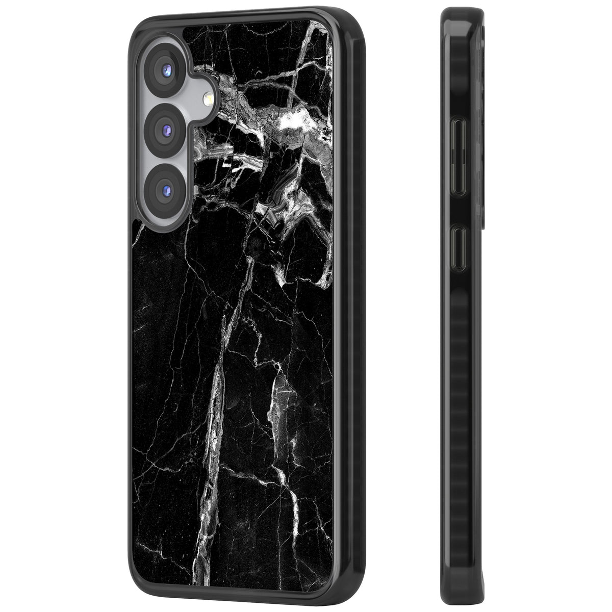 Black Onyx Marble Samsung S25 / Samsung S25 Plus / Samsung S26 / Samsung S26 Plus Impact Black Phone Case side