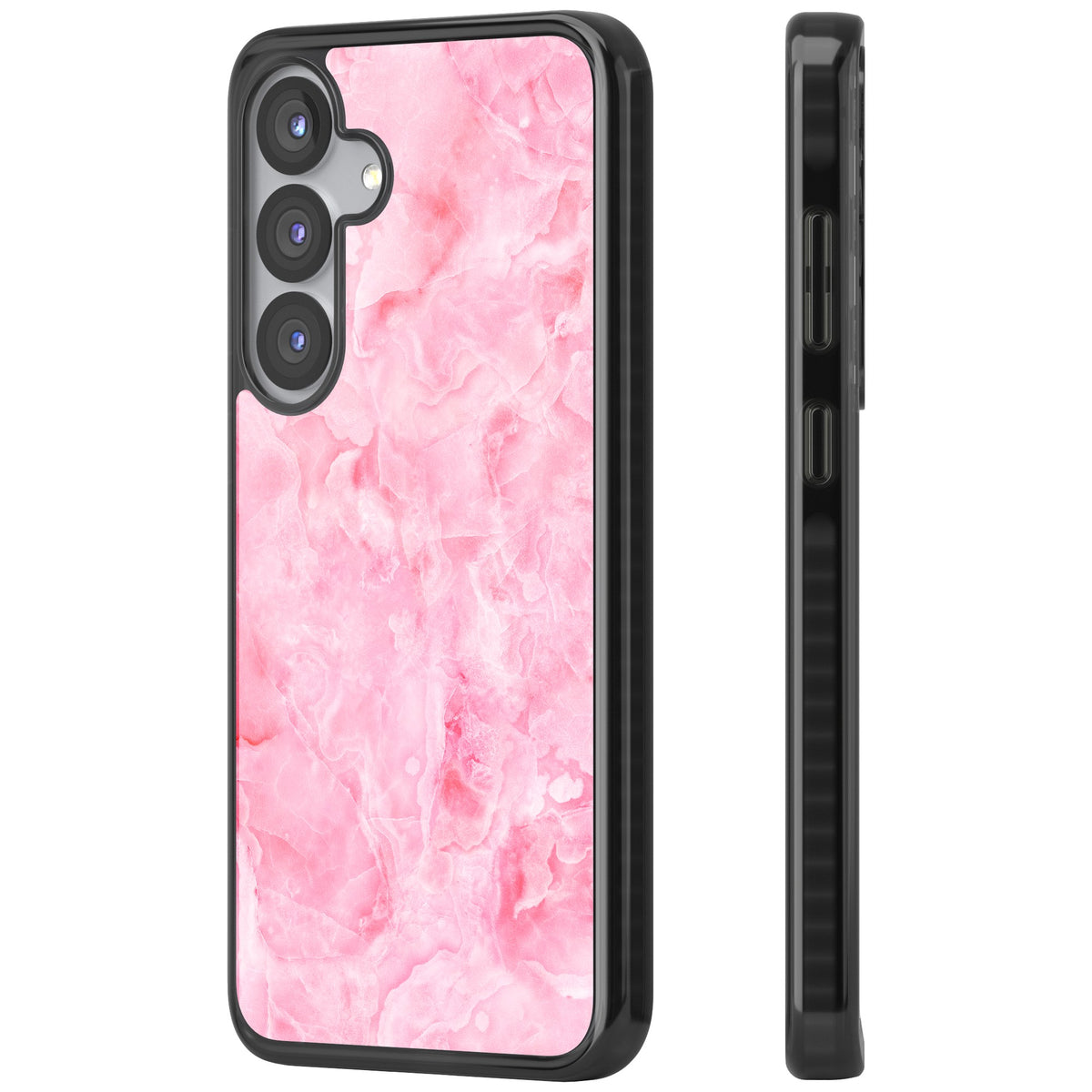 Pink Onyx Marble Samsung S25 / Samsung S25 Plus / Samsung S26 / Samsung S26 Plus Impact Black Phone Case side