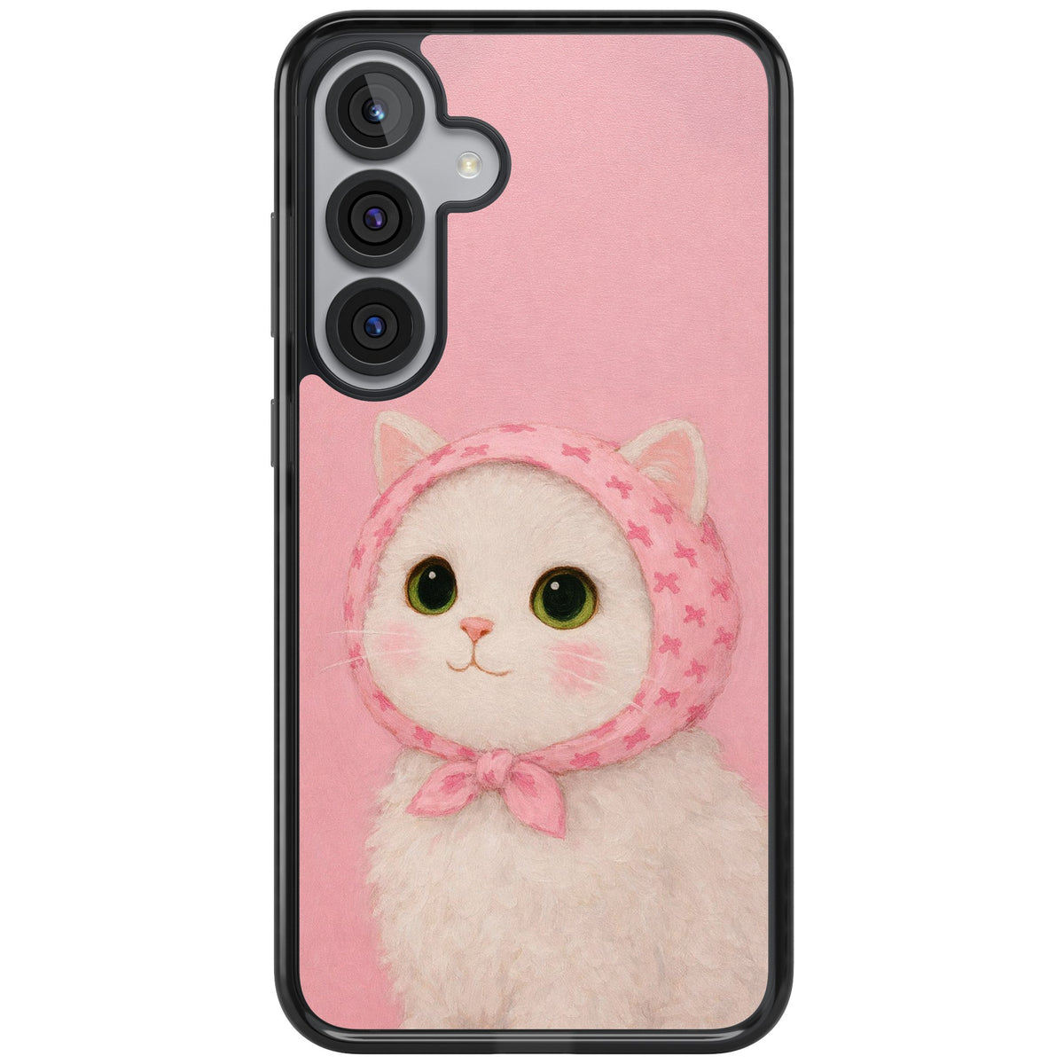 Baby Blush Kitty Samsung S25 Plus / Samsung S26 / Samsung S26 Plus Impact Black Phone Case front