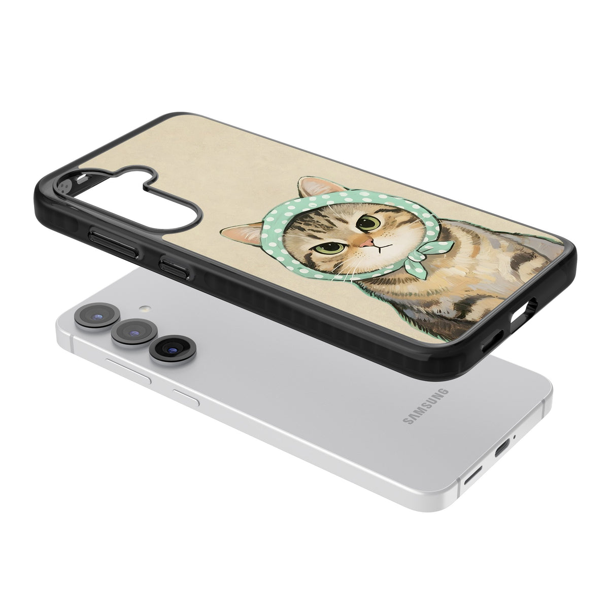 Cat Losing Patience Samsung S25 / Samsung S25 Plus / Samsung S26 / Samsung S26 Plus Impact Black Phone Case angled
