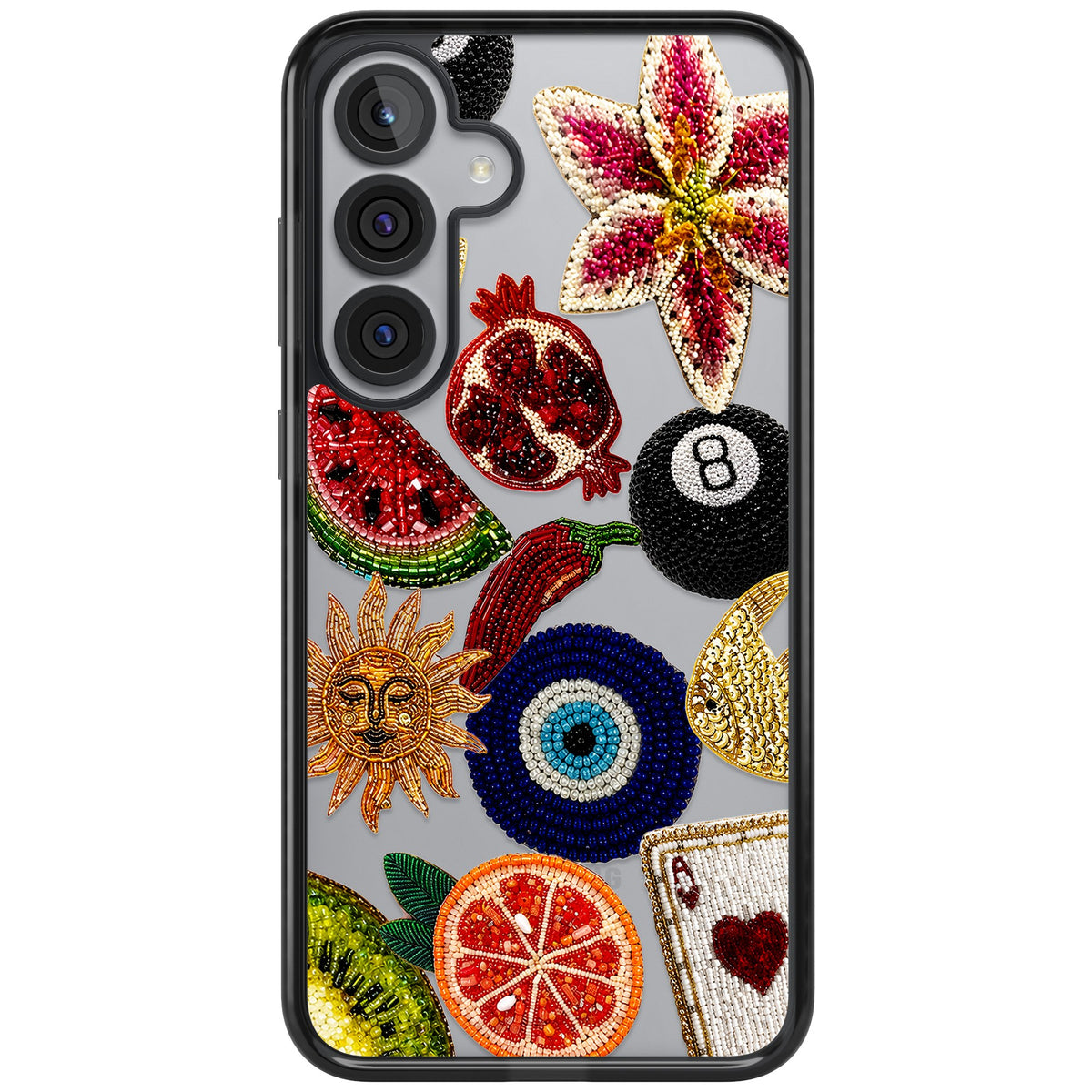 Beaded Charms Samsung S25 Plus / Samsung S26 / Samsung S26 Plus Impact Black Phone Case front