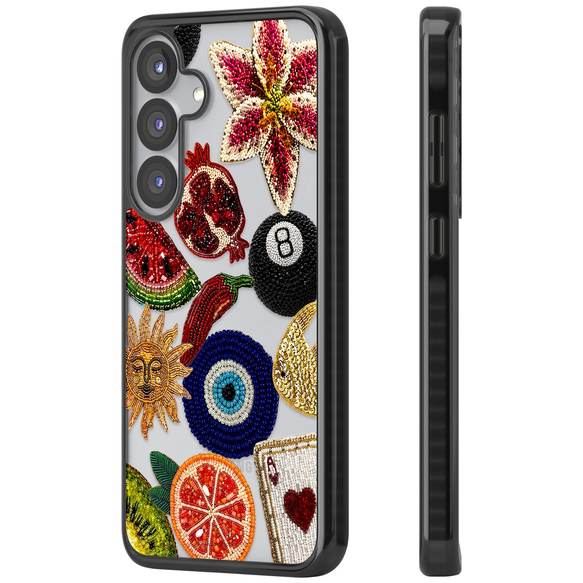 Beaded Charms Samsung S25 / Samsung S25 Plus / Samsung S26 / Samsung S26 Plus Impact Black Phone Case side