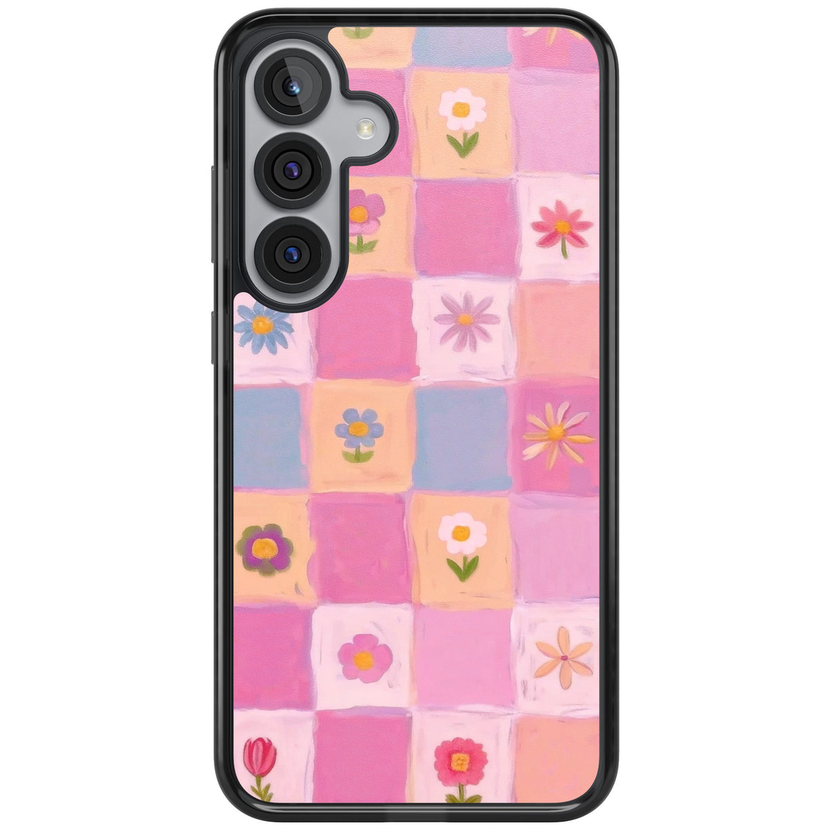 Pastel Flower Patchwork Samsung S25 Plus / Samsung S26 / Samsung S26 Plus Impact Black Phone Case front