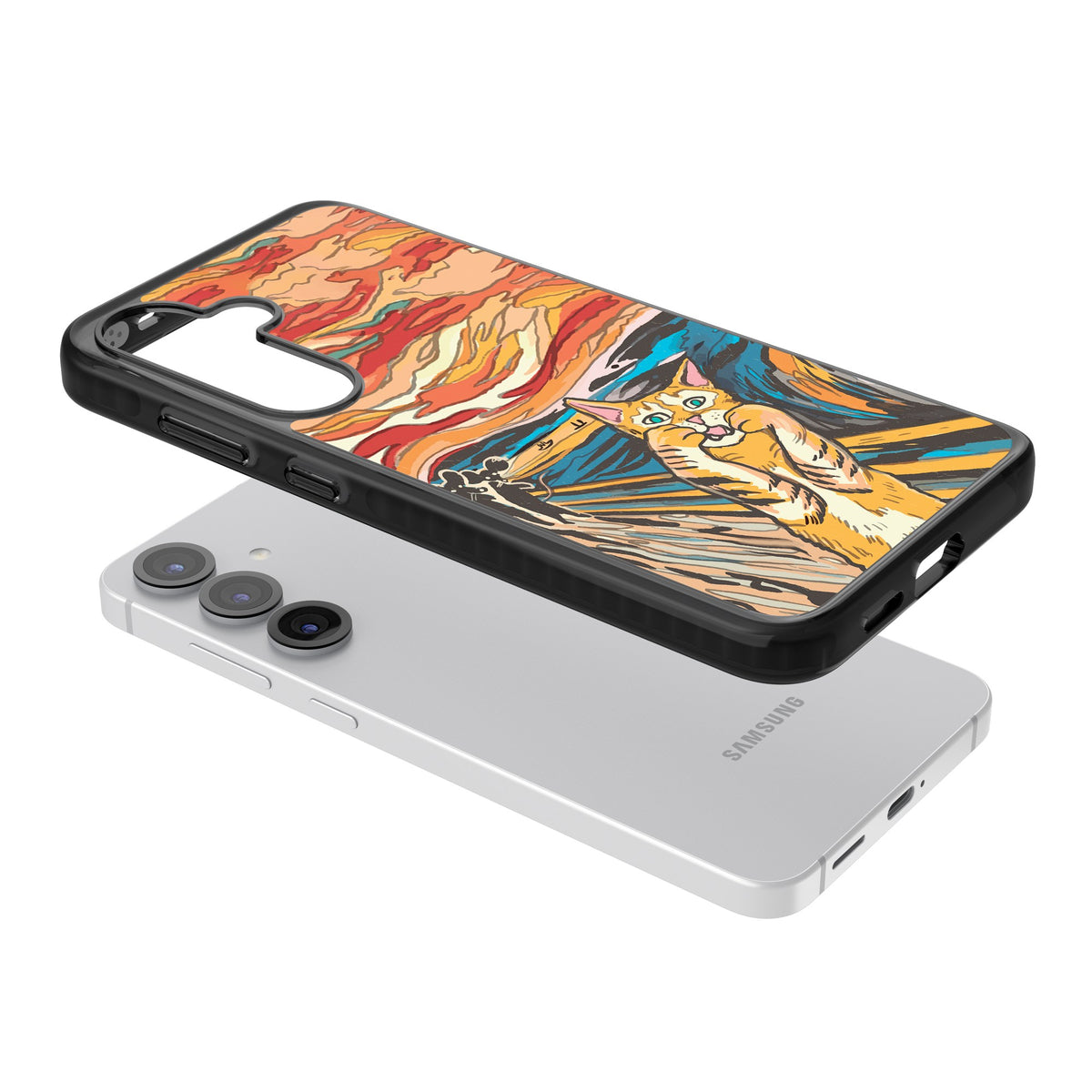 The Meow Samsung S25 / Samsung S25 Plus / Samsung S26 / Samsung S26 Plus Impact Black Phone Case angled