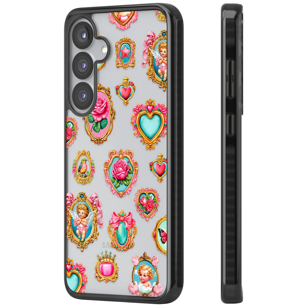 Angelcore Hearts Frames Samsung S25 / Samsung S25 Plus / Samsung S26 / Samsung S26 Plus Impact Black Phone Case side