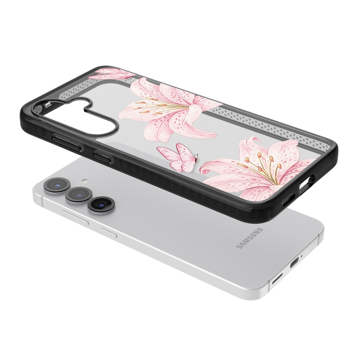 Lily Whisper Samsung S25 / Samsung S25 Plus / Samsung S26 / Samsung S26 Plus Impact Black Phone Case angled