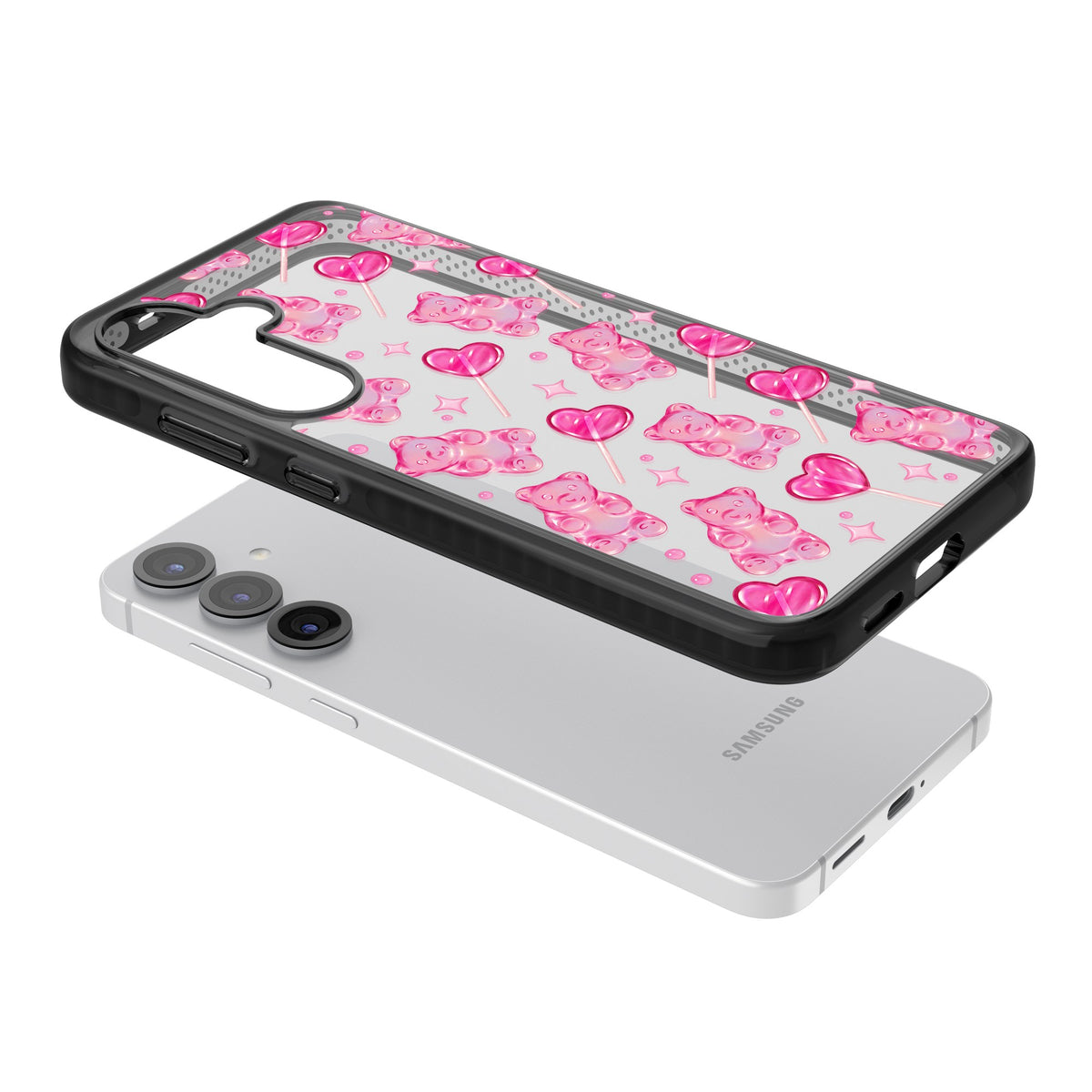 Pink Sugar Samsung S25 / Samsung S25 Plus / Samsung S26 / Samsung S26 Plus Impact Black Phone Case angled