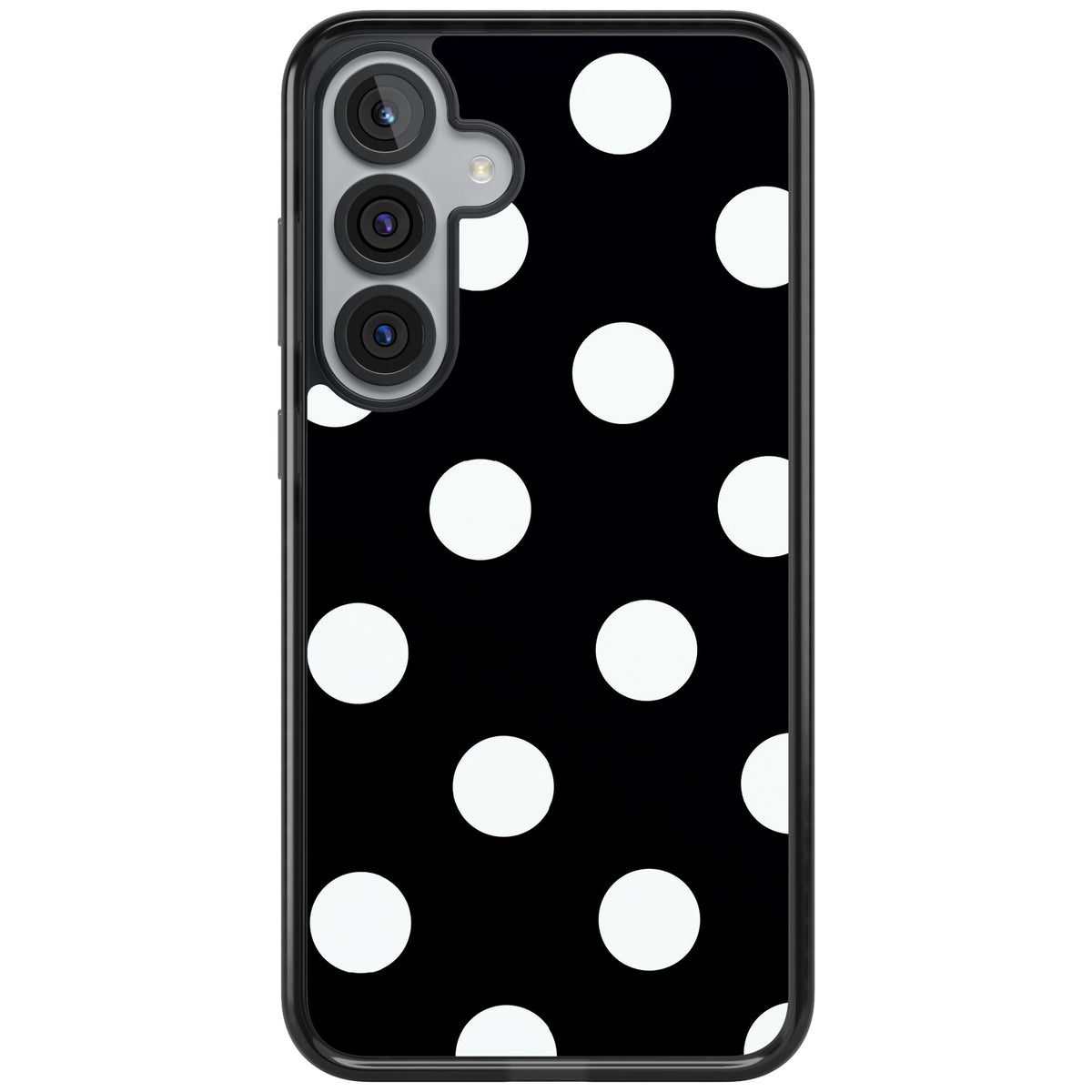 Chic Black Polka Dot Samsung S25 Plus / Samsung S26 / Samsung S26 Plus Impact Black Phone Case front