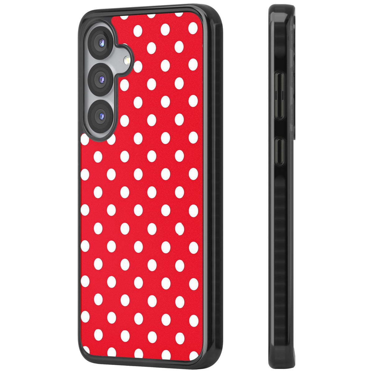 Red Polka Dot Samsung S25 / Samsung S25 Plus / Samsung S26 / Samsung S26 Plus Impact Black Phone Case side