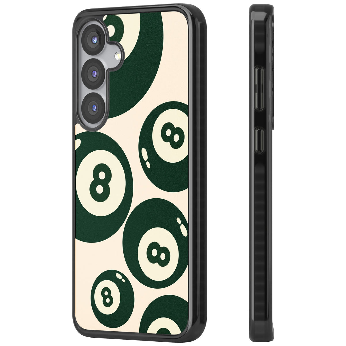 Green Eight Balls Samsung S25 / Samsung S25 Plus / Samsung S26 / Samsung S26 Plus Impact Black Phone Case side