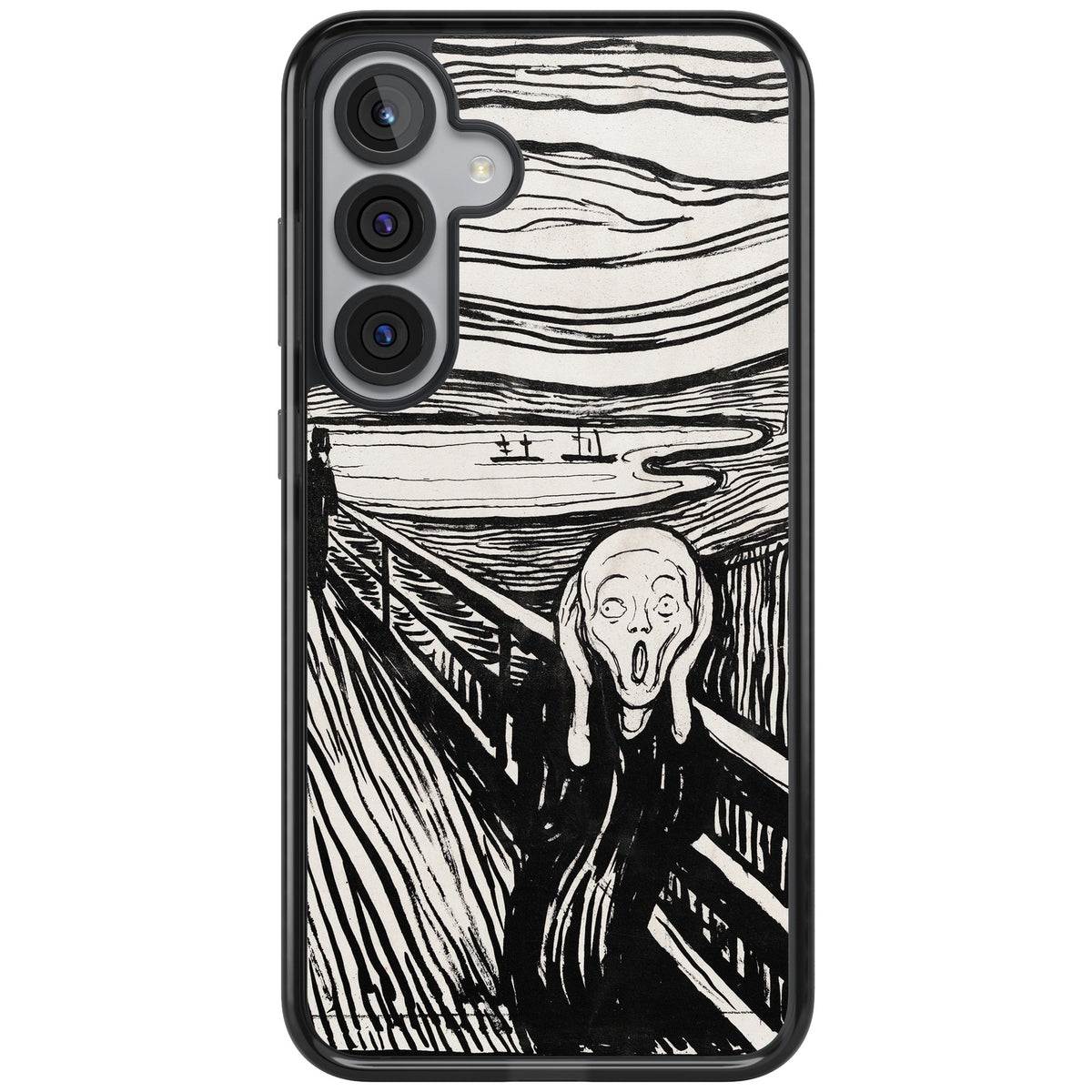 The Scream (Black & White) Samsung S25 Plus / Samsung S26 / Samsung S26 Plus Impact Black Phone Case front