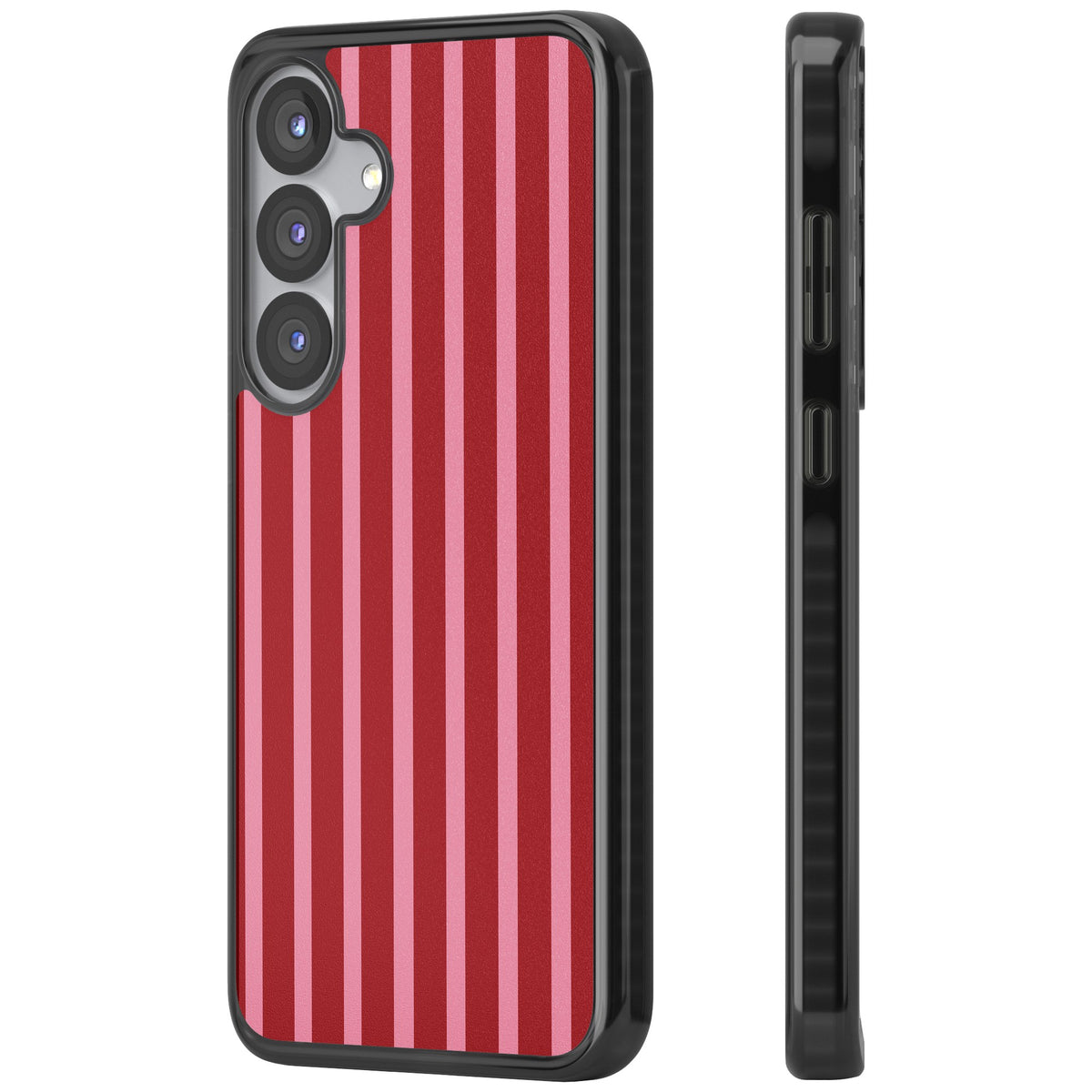 Raspberry Stripe Samsung S25 / Samsung S25 Plus / Samsung S26 / Samsung S26 Plus Impact Black Phone Case side