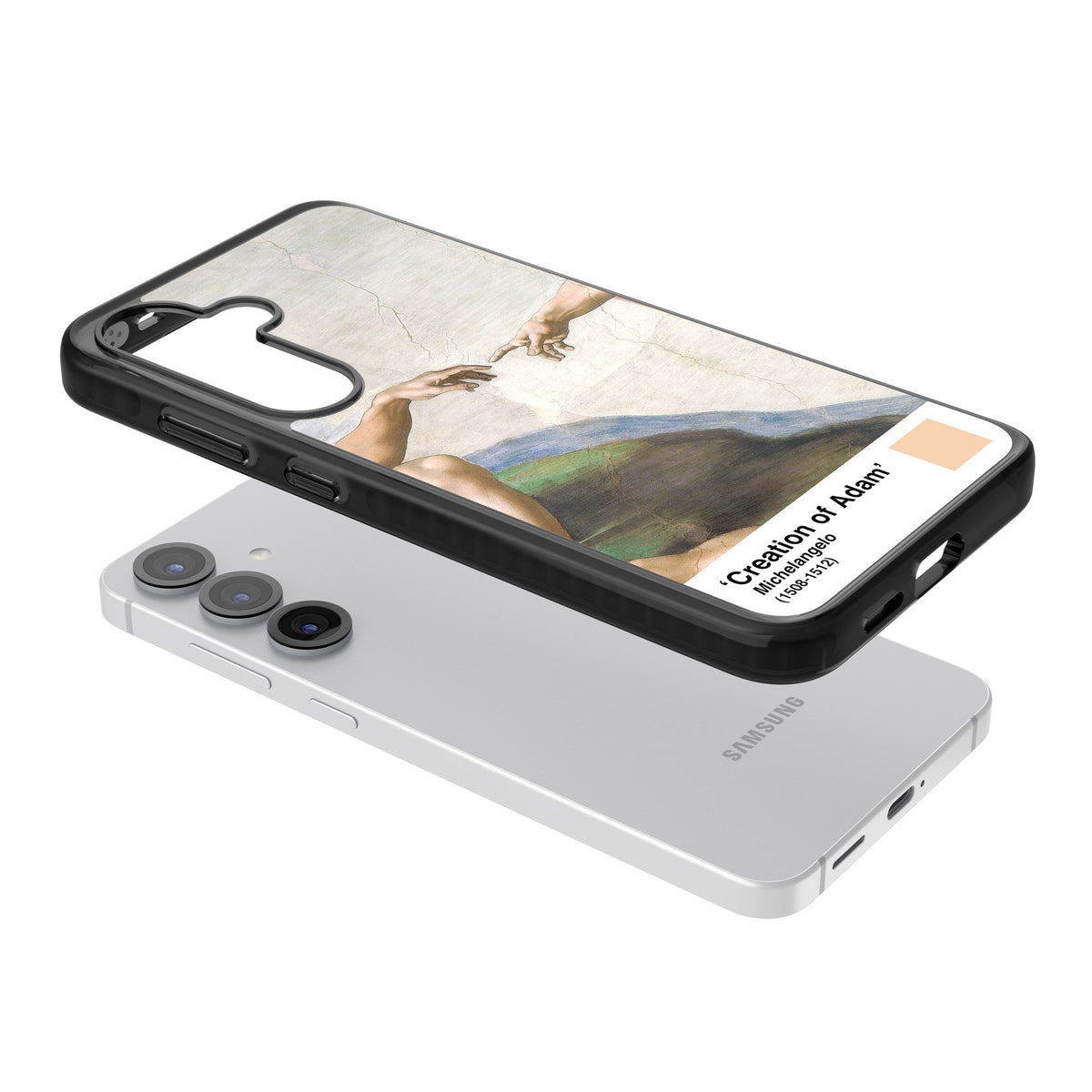 Creation Of Adam Samsung S25 / Samsung S25 Plus / Samsung S26 / Samsung S26 Plus Impact Black Phone Case angled