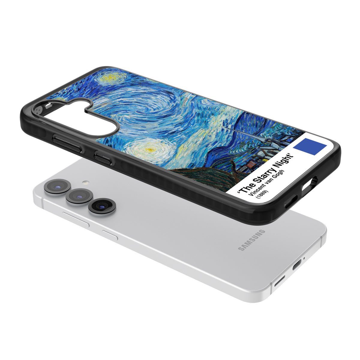 The Starry Night Samsung S25 / Samsung S25 Plus / Samsung S26 / Samsung S26 Plus Impact Black Phone Case angled