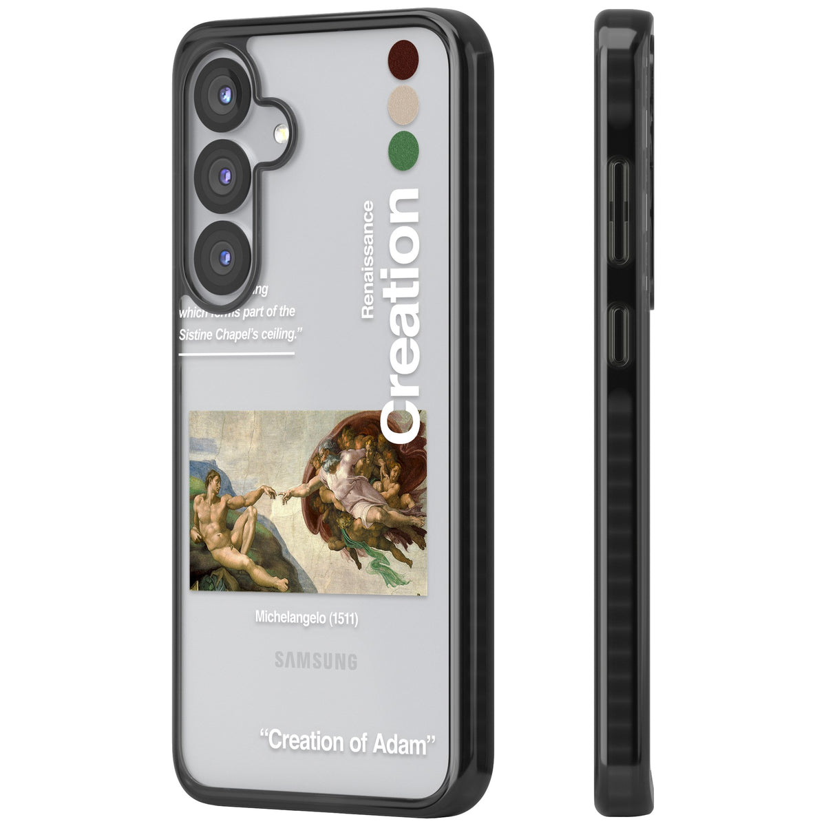 Creation Of Adam Michelangelo Samsung S25 / Samsung S25 Plus / Samsung S26 / Samsung S26 Plus Impact Black Phone Case side