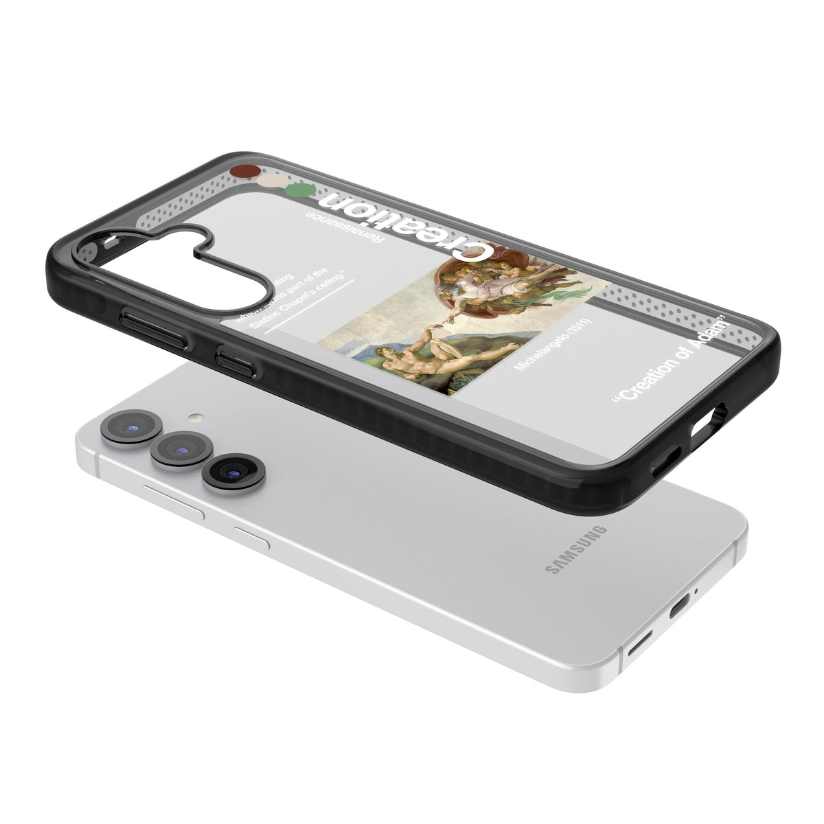 Creation Of Adam Michelangelo Samsung S25 / Samsung S25 Plus / Samsung S26 / Samsung S26 Plus Impact Black Phone Case angled