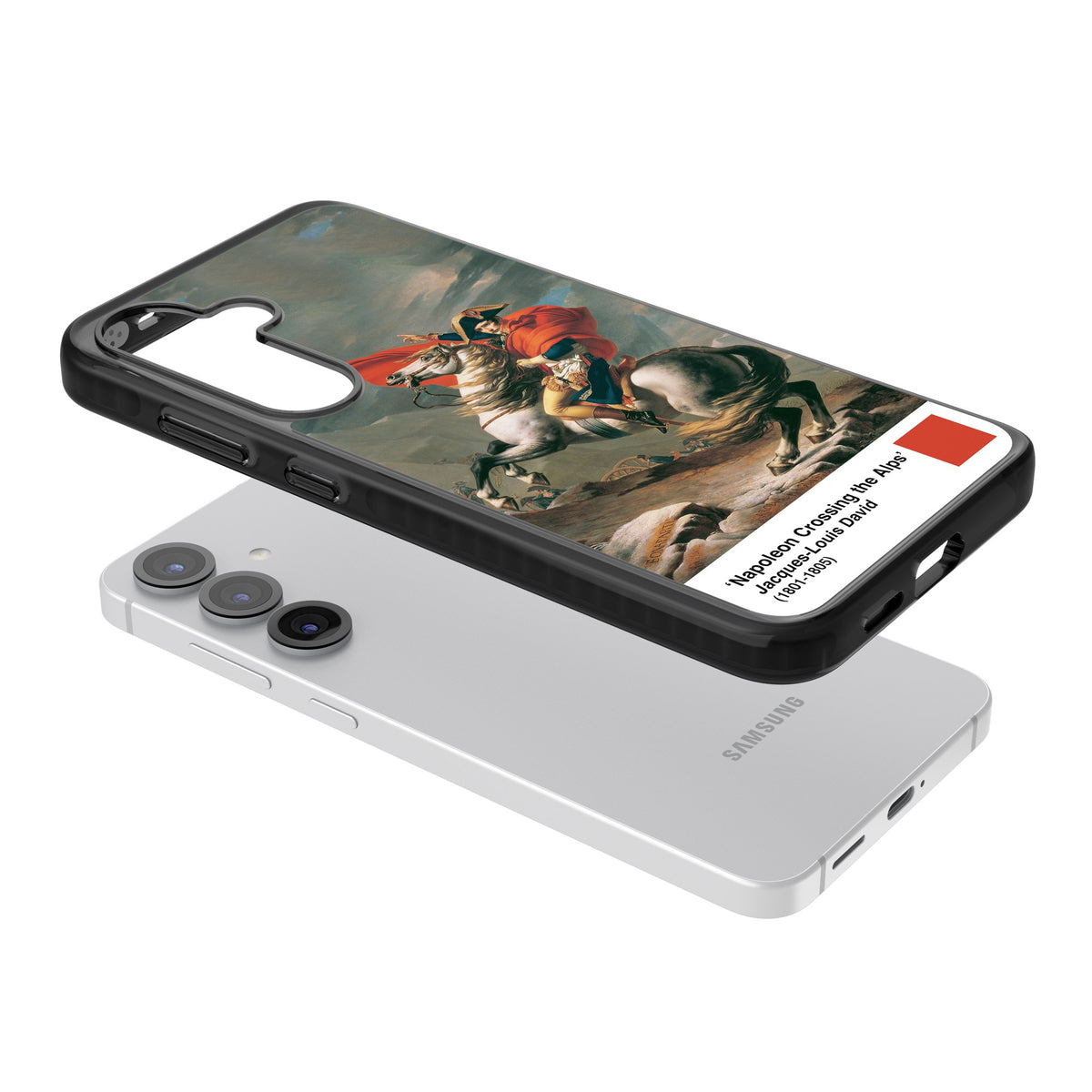 Napoleon Crossing The Alps Samsung S25 / Samsung S25 Plus / Samsung S26 / Samsung S26 Plus Impact Black Phone Case angled