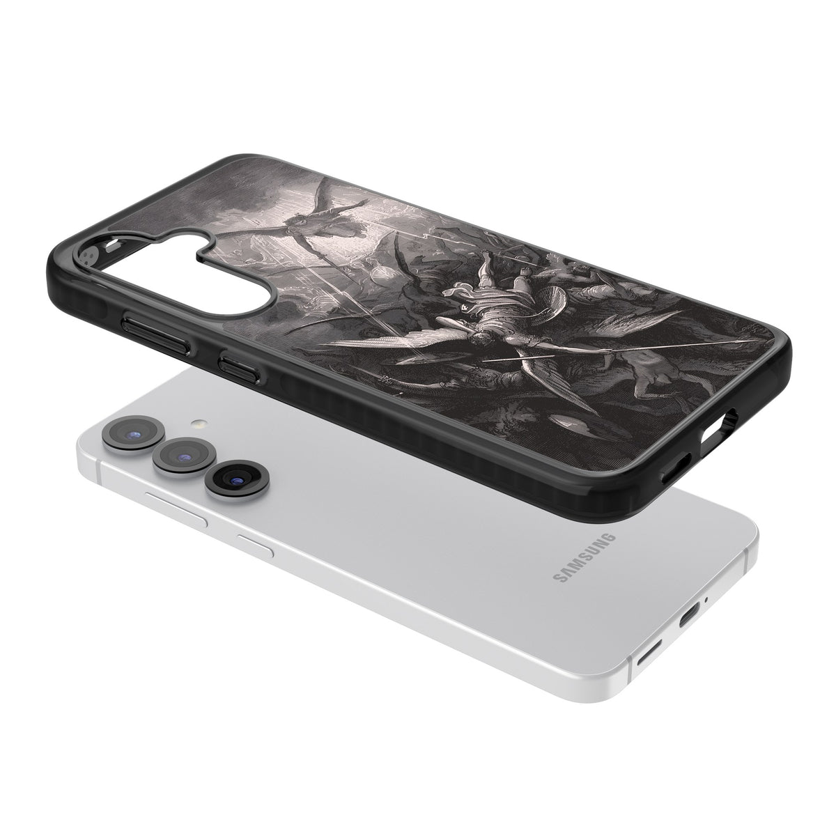Paradise Lost Samsung S25 / Samsung S25 Plus / Samsung S26 / Samsung S26 Plus Impact Black Phone Case angled