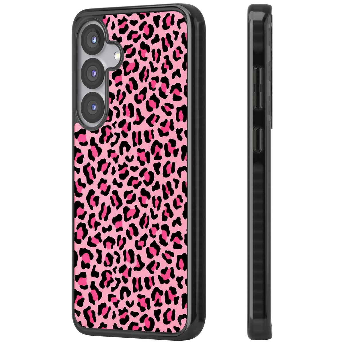 Pink Leopard Samsung S25 / Samsung S25 Plus / Samsung S26 / Samsung S26 Plus Impact Black Phone Case side