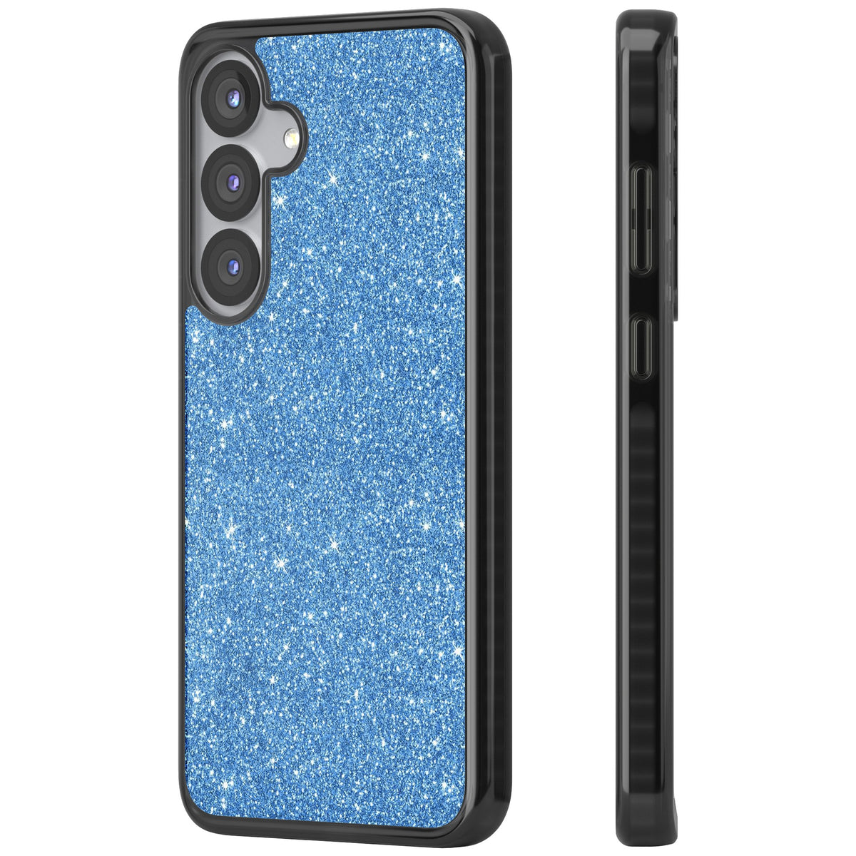 Blue Glitter Samsung S25 / Samsung S25 Plus / Samsung S26 / Samsung S26 Plus Impact Black Phone Case side