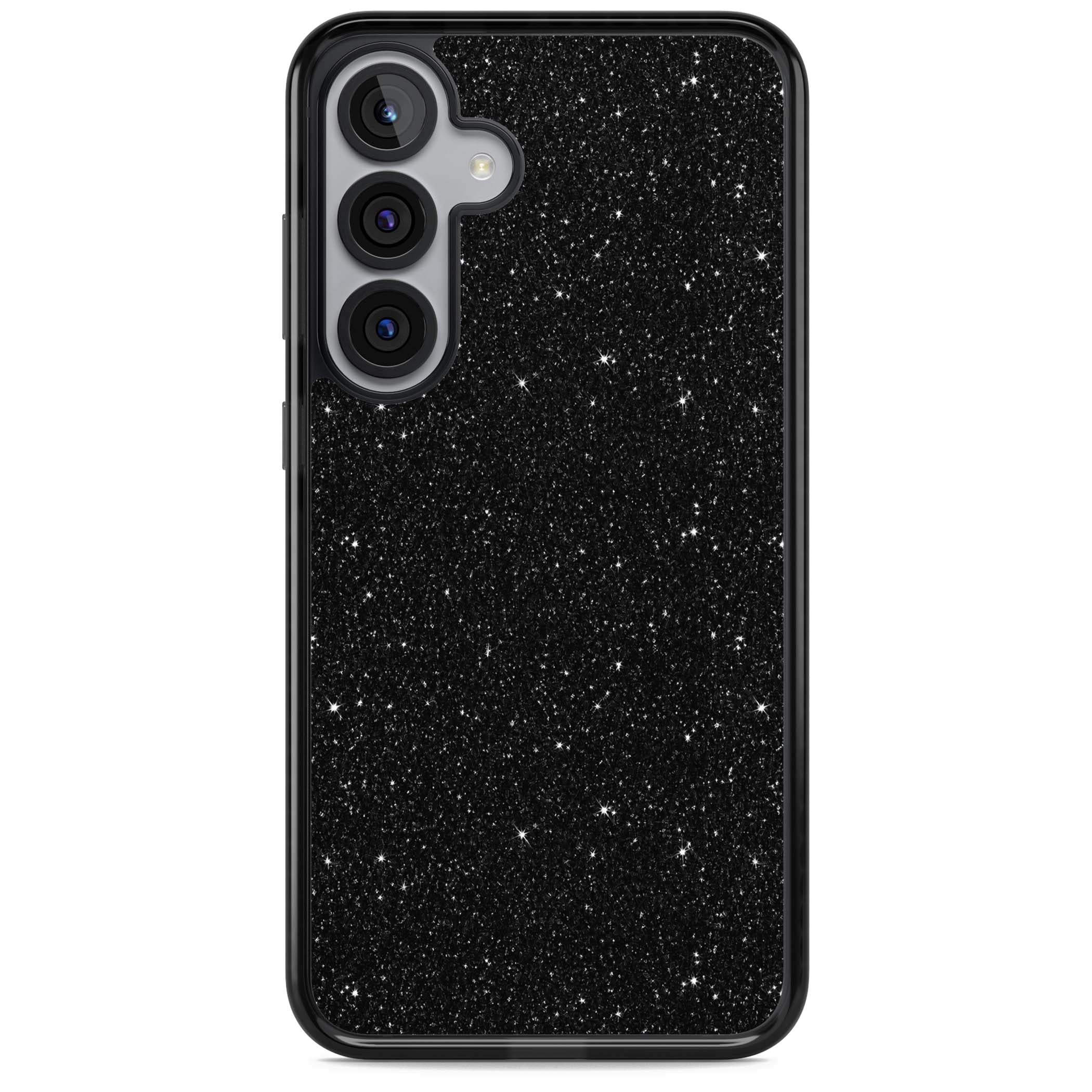 Black Glitter black glitter iPhone case featuring an all-over sparkly shimmer pattern on a jet black base | Black Impact case for Samsung Galaxy S25, Samsung Galaxy S25 Plus
