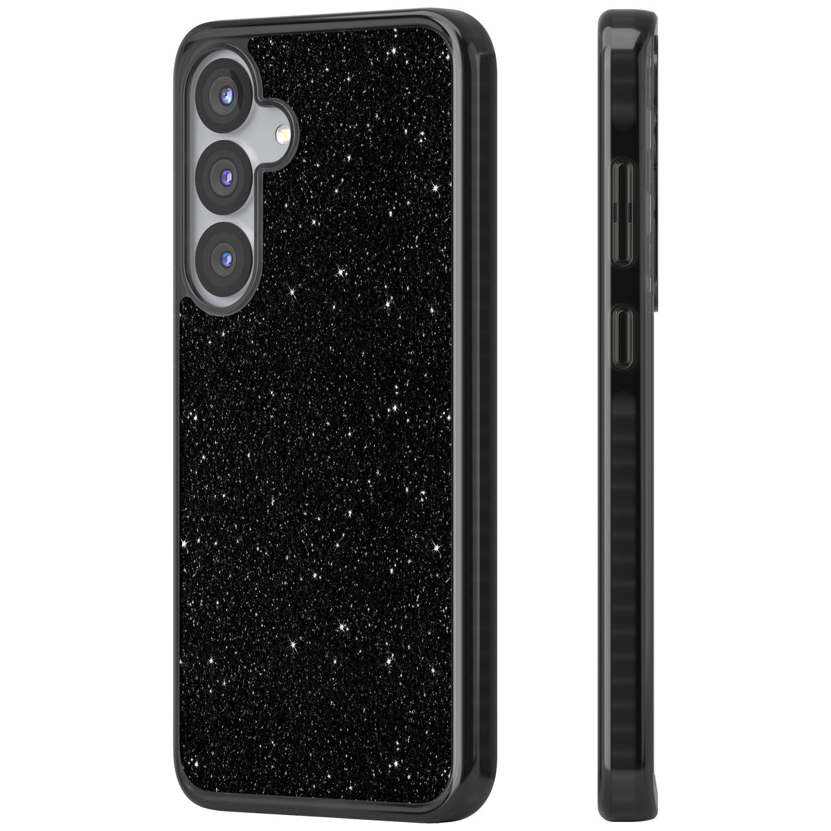Black Glitter Samsung S25 / Samsung S25 Plus / Samsung S26 / Samsung S26 Plus Impact Black Phone Case side