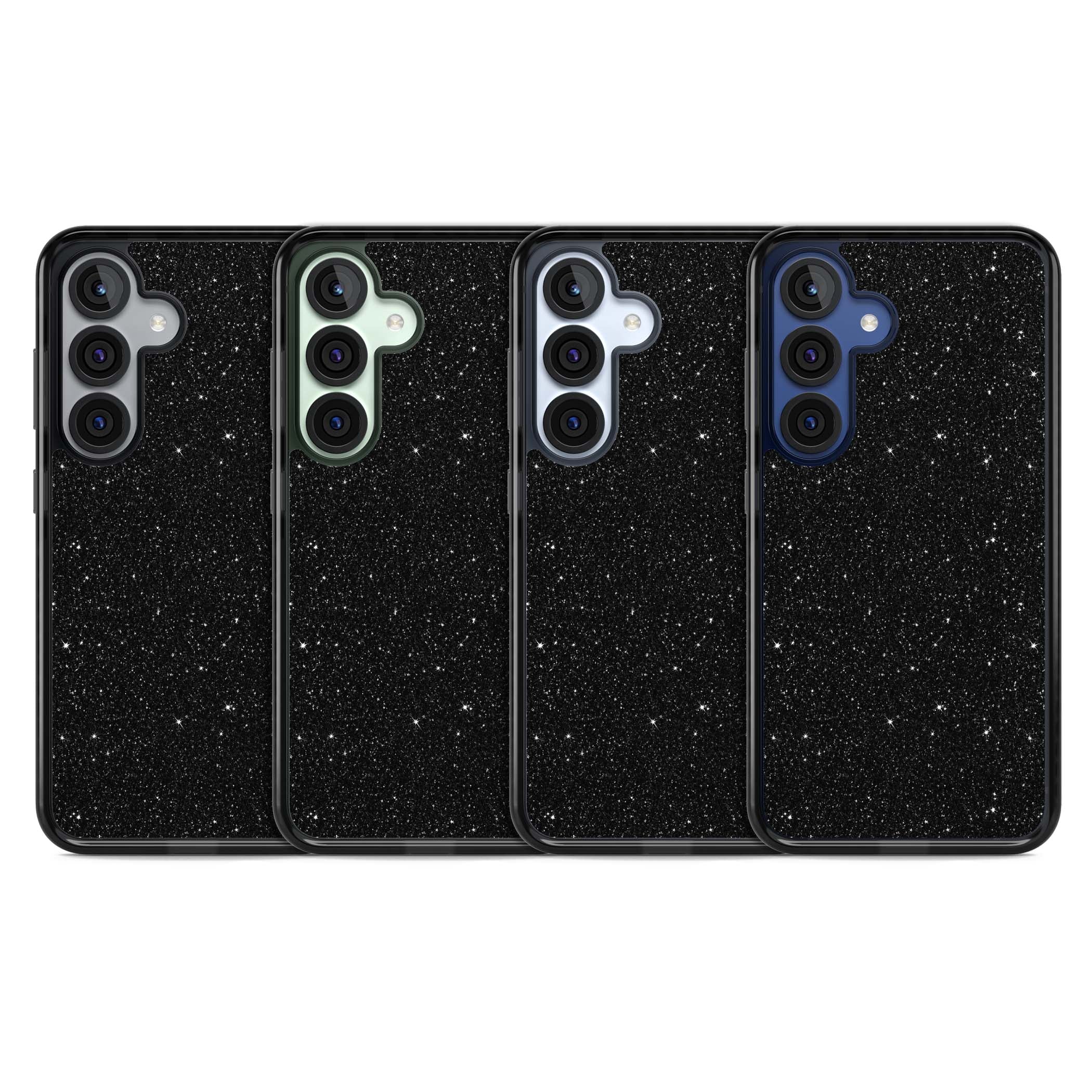 Black Glitter black glitter iPhone case featuring an all-over sparkly shimmer pattern on a jet black base | Black Impact case for Samsung Galaxy S25, Samsung Galaxy S25 Plus