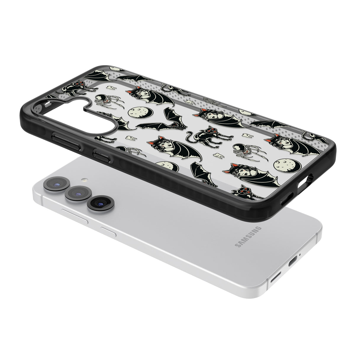 Vampy Goth Samsung S25 / Samsung S25 Plus / Samsung S26 / Samsung S26 Plus Impact Black Phone Case angled
