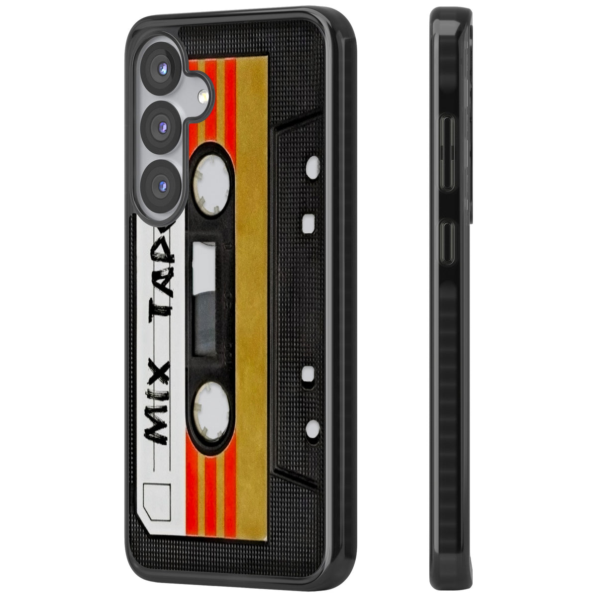 Retro Mix Tape Samsung S25 / Samsung S25 Plus / Samsung S26 / Samsung S26 Plus Impact Black Phone Case side