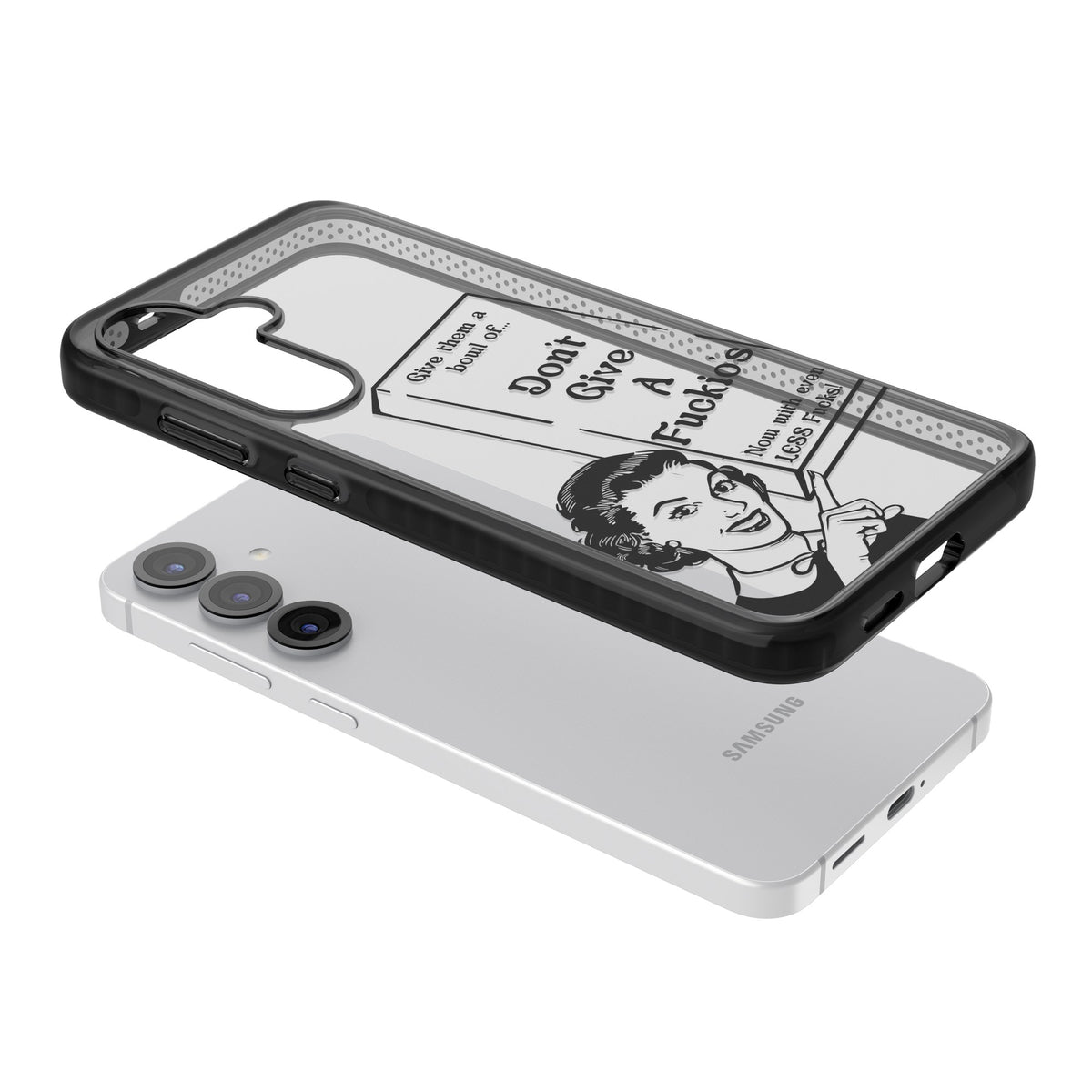 Dont Give A F Ckios Cereal Samsung S25 / Samsung S25 Plus / Samsung S26 / Samsung S26 Plus Impact Black Phone Case angled