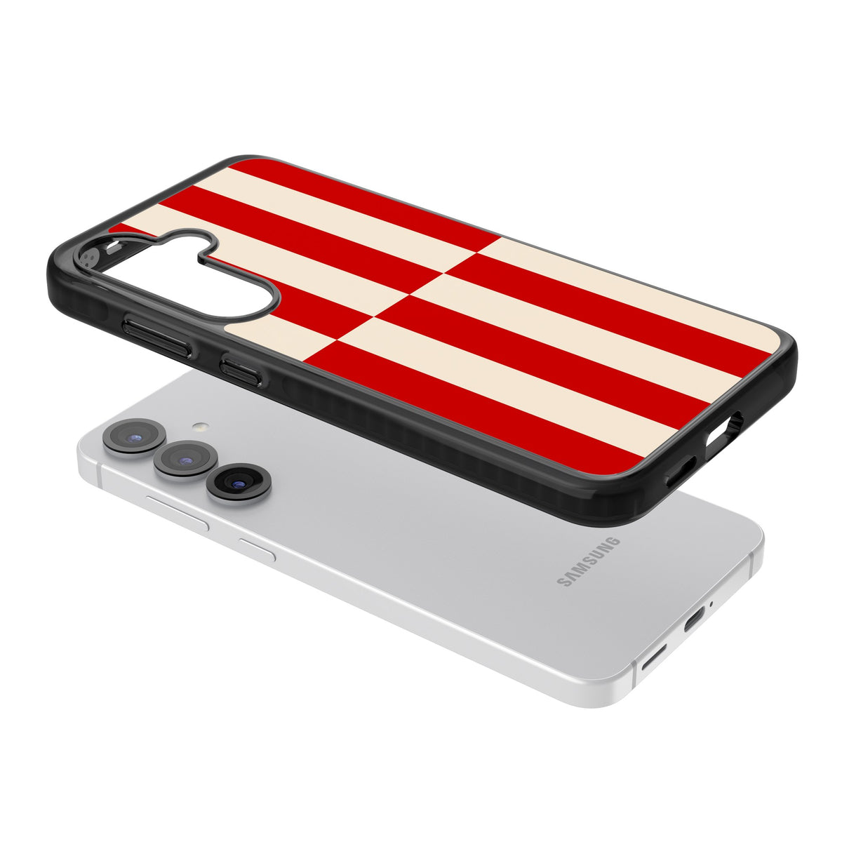Rouge Stripes Samsung S25 / Samsung S25 Plus / Samsung S26 / Samsung S26 Plus Impact Black Phone Case angled
