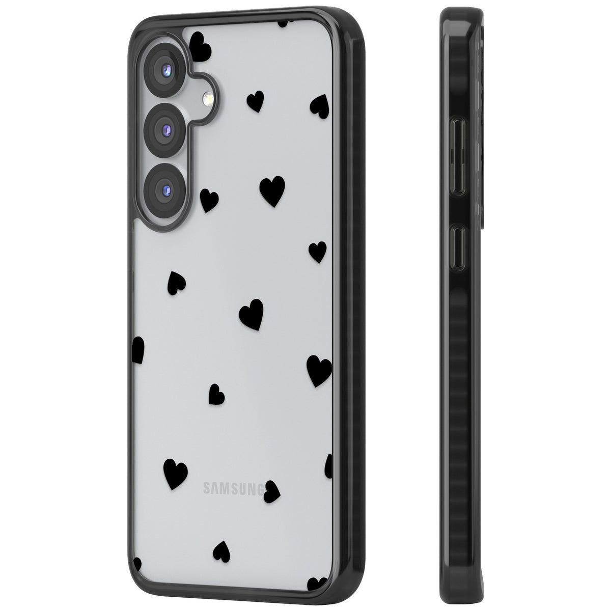 Black Hearts Samsung S25 / Samsung S25 Plus / Samsung S26 / Samsung S26 Plus Impact Black Phone Case side