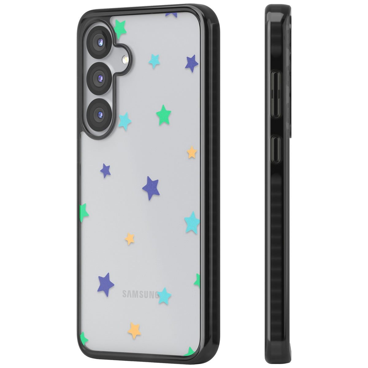 Pastel Star Pattern Samsung S25 / Samsung S25 Plus / Samsung S26 / Samsung S26 Plus Impact Black Phone Case side