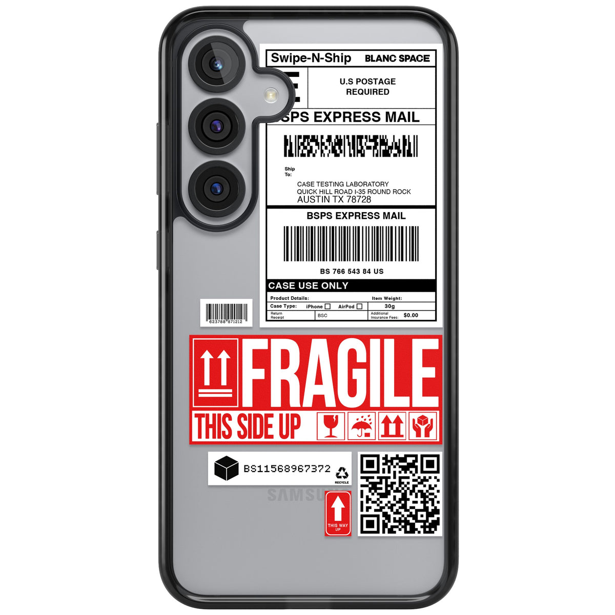 Shipping Label Samsung S25 Plus / Samsung S26 / Samsung S26 Plus Impact Black Phone Case front