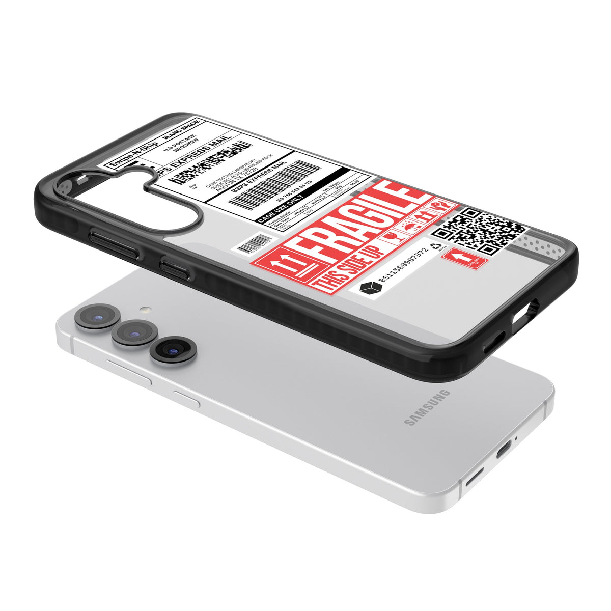 Shipping Label Samsung S25 / Samsung S25 Plus / Samsung S26 / Samsung S26 Plus Impact Black Phone Case angled